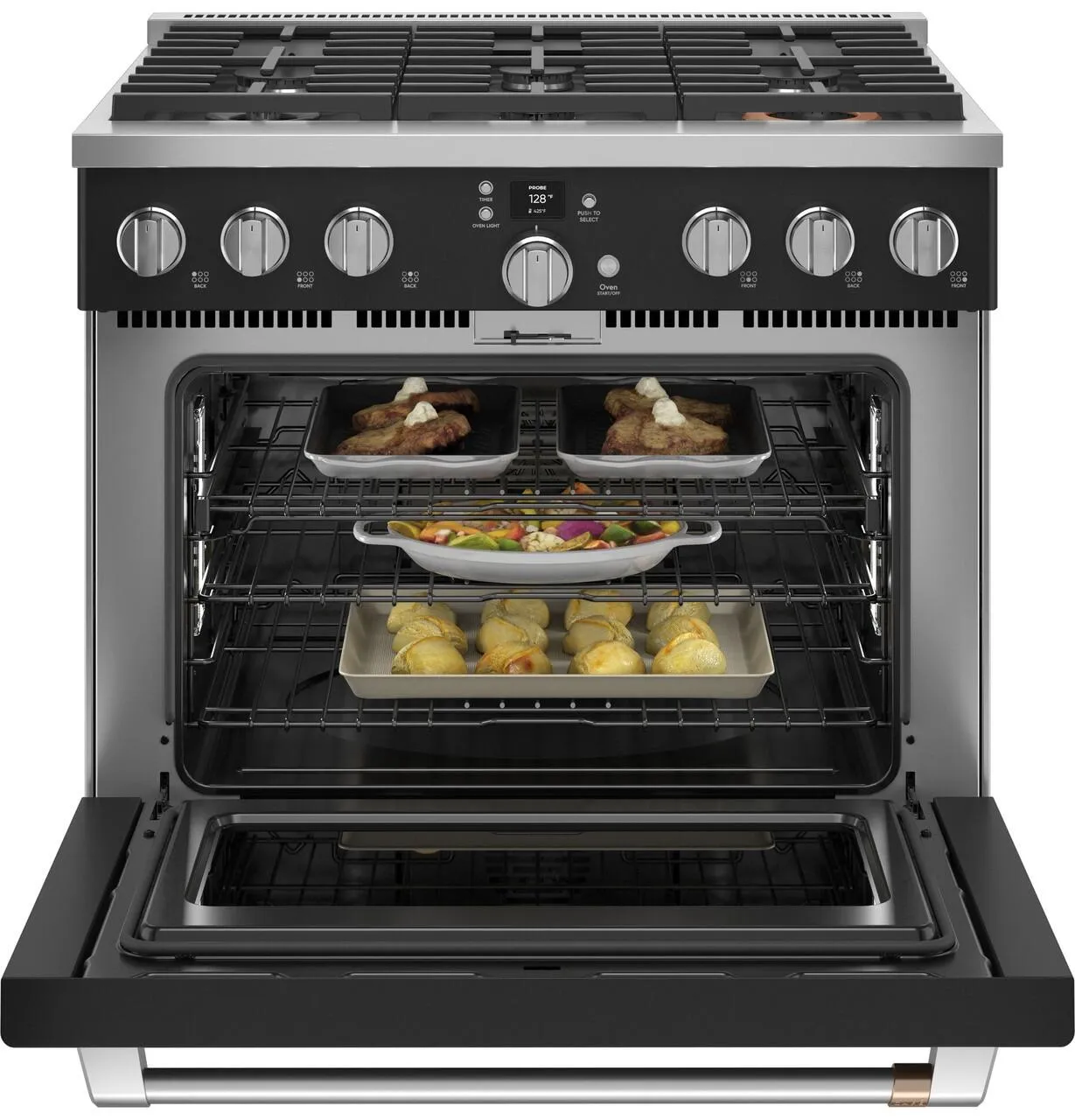 Cafe C2Y366P3TD1 Caf&#8482; 36 Smart Dual-Fuel Commercial-Style Range With 6 Burners (Natural Gas)