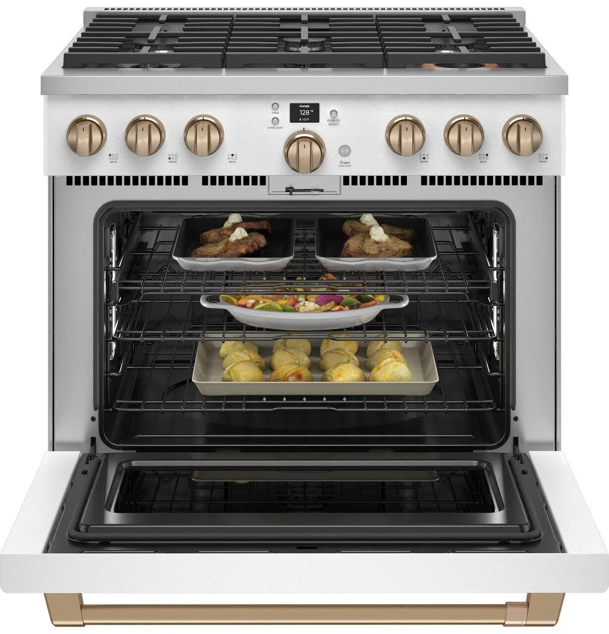 Cafe C2Y366P4TW2 Caf&#8482; 36 Smart Dual-Fuel Commercial-Style Range With 6 Burners (Natural Gas)