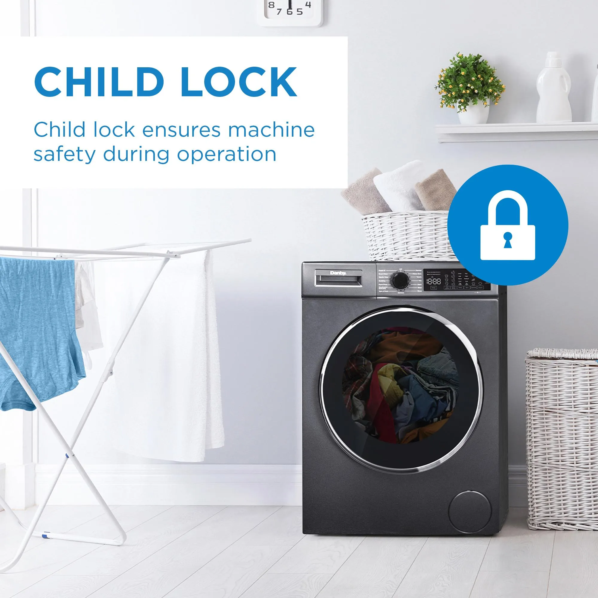 Danby DWM022D1DSDB Danby 2.2 Cu. Ft. 24 Front Load Washing Machine