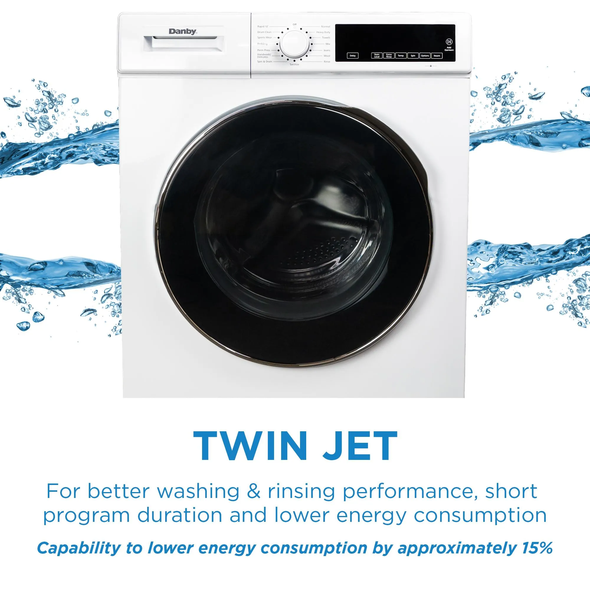 Danby DWM022D3WDB Danby 24-Inch. 2.2 Cu Ft. Stackable Front Load Washer With Steam In White