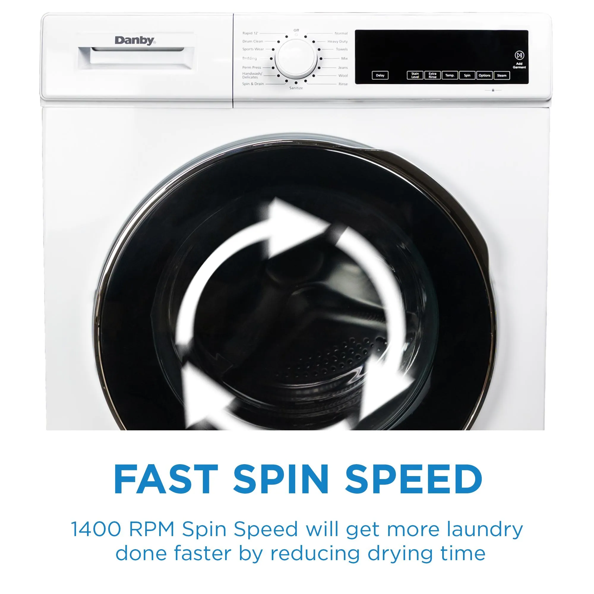 Danby DWM022D3WDB Danby 24-Inch. 2.2 Cu Ft. Stackable Front Load Washer With Steam In White