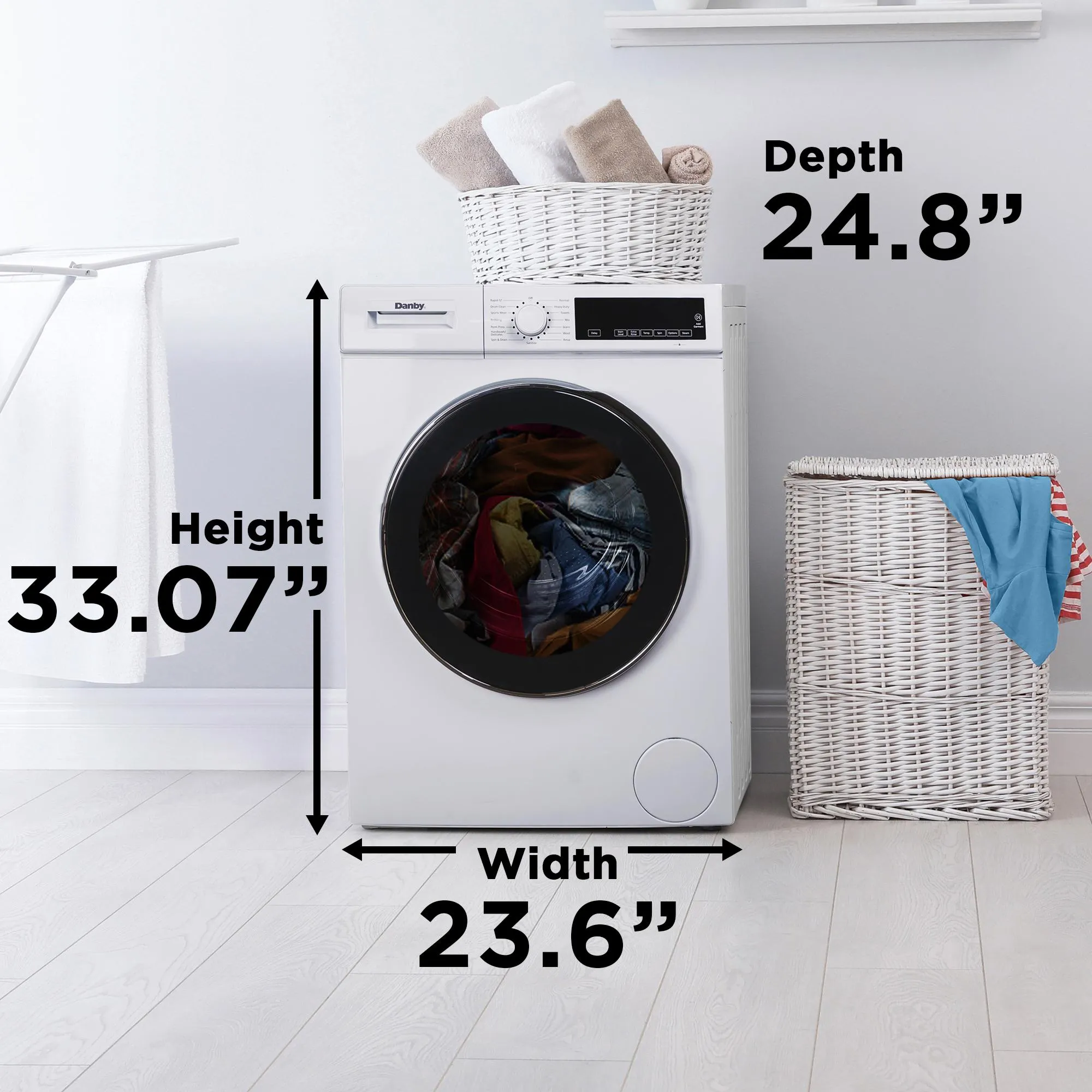 Danby DWM022D3WDB Danby 24-Inch. 2.2 Cu Ft. Stackable Front Load Washer With Steam In White