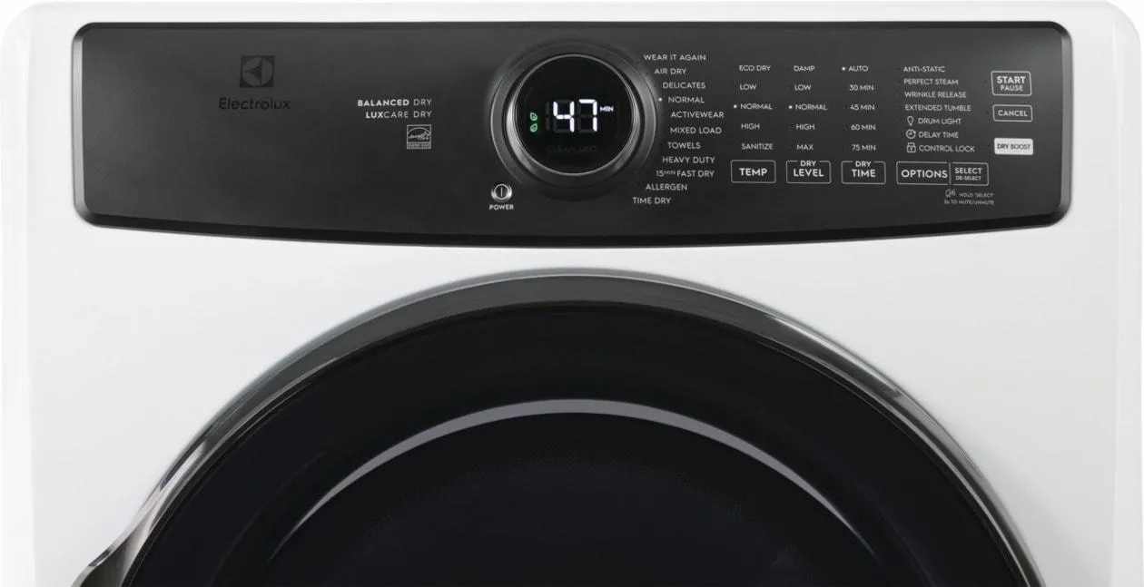 Electrolux ELFE7738AW Electrolux Front Load Perfect Steam&#8482; Electric Dryer With Balanced Dry&#8482; And Instant Refresh - 8.0 Cu. Ft.