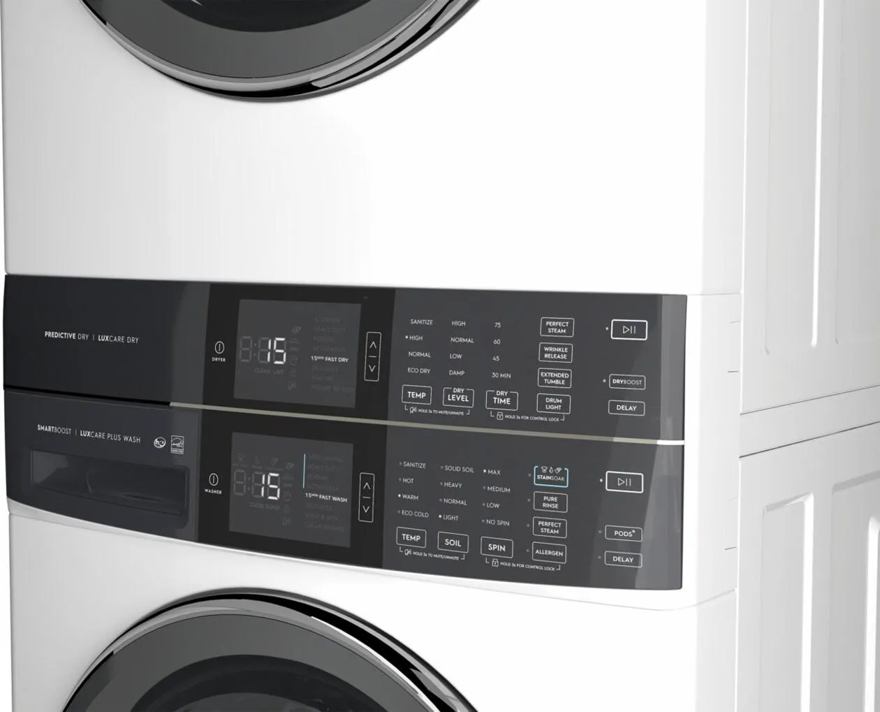 Electrolux ELTE7600AW Electrolux Laundry Tower&#8482; Single Unit Front Load 4.5 Cu. Ft. Washer & 8 Cu. Ft. Electric Dryer