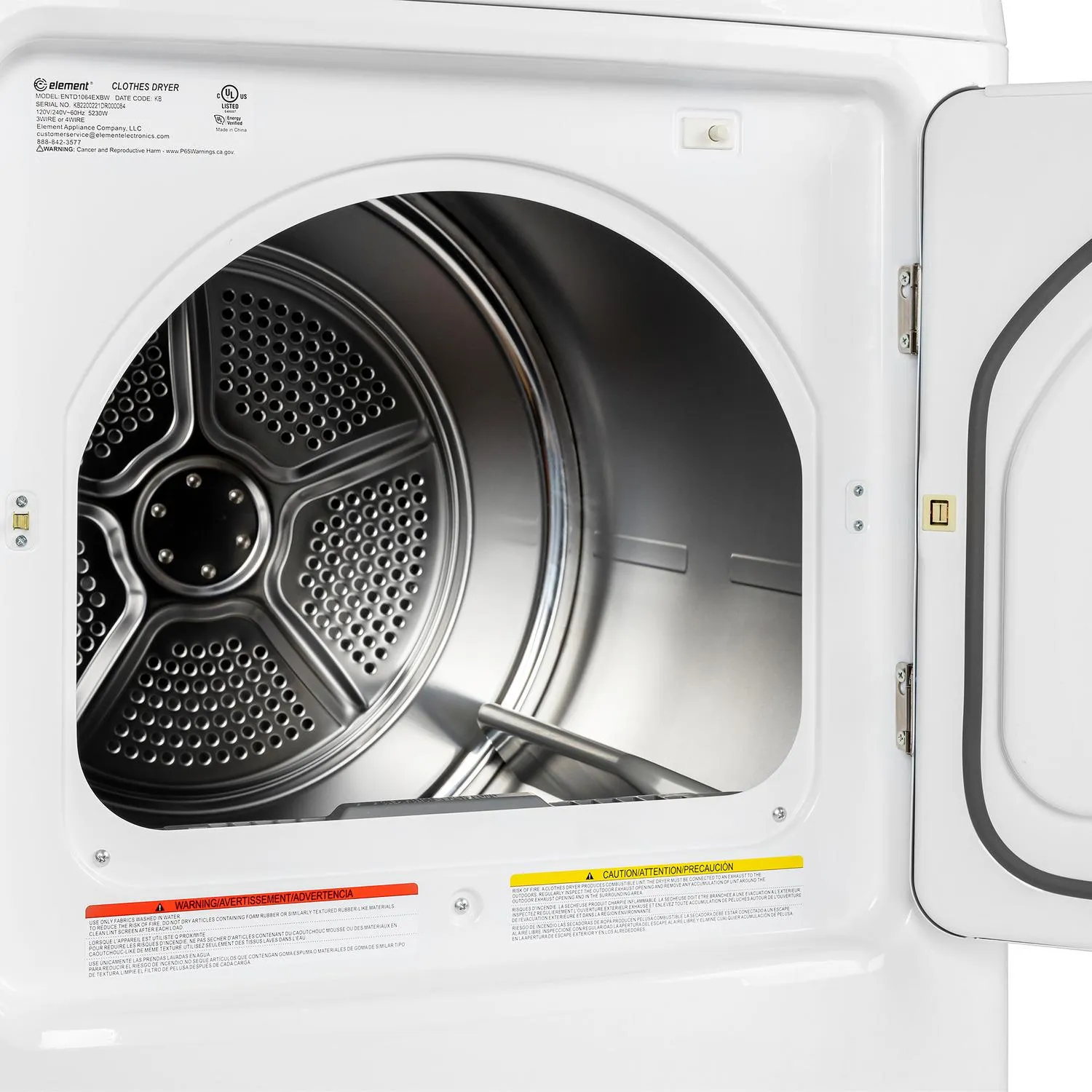 Element Appliance ETD7027ECW Element Electronics 7.0 Cu. Ft. Front Load Electric Dryer - White (Etd7027Ecw)