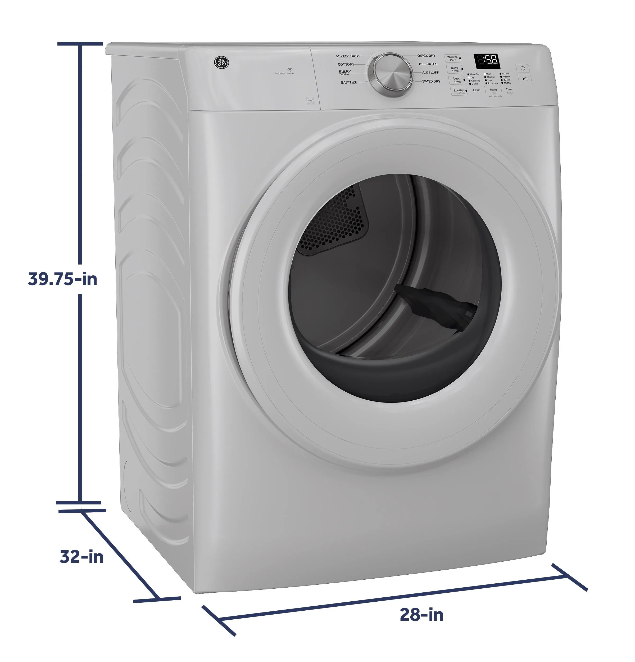 Ge Appliances GFD35GSSYWW Ge Energy Star 7.8 Cu. Ft. Capacity Smart Front Load Gas Dryer