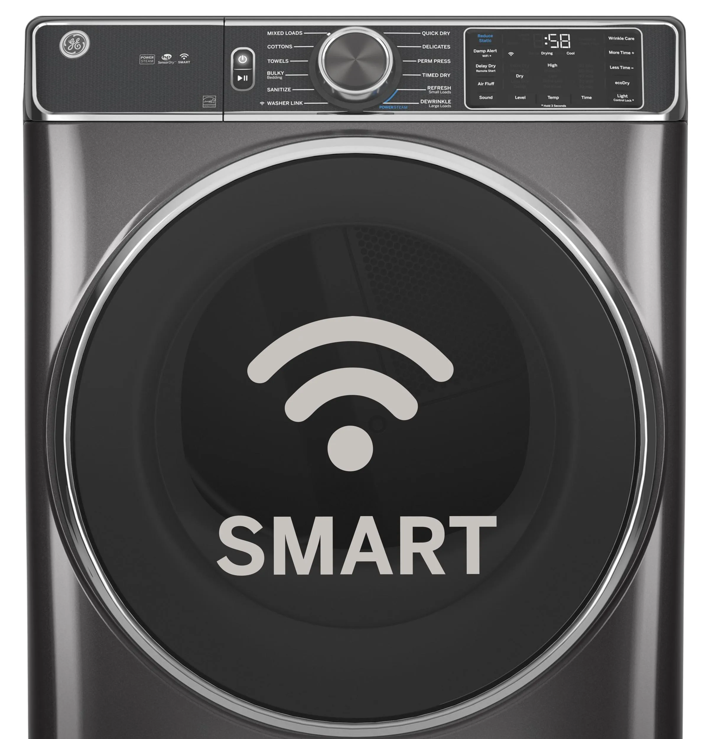 Ge Appliances GFD65ESPVDS Ge 7.8 Cu. Ft. Capacity Smart Front Load Electric Dryer With Steam And Sanitize Cycle