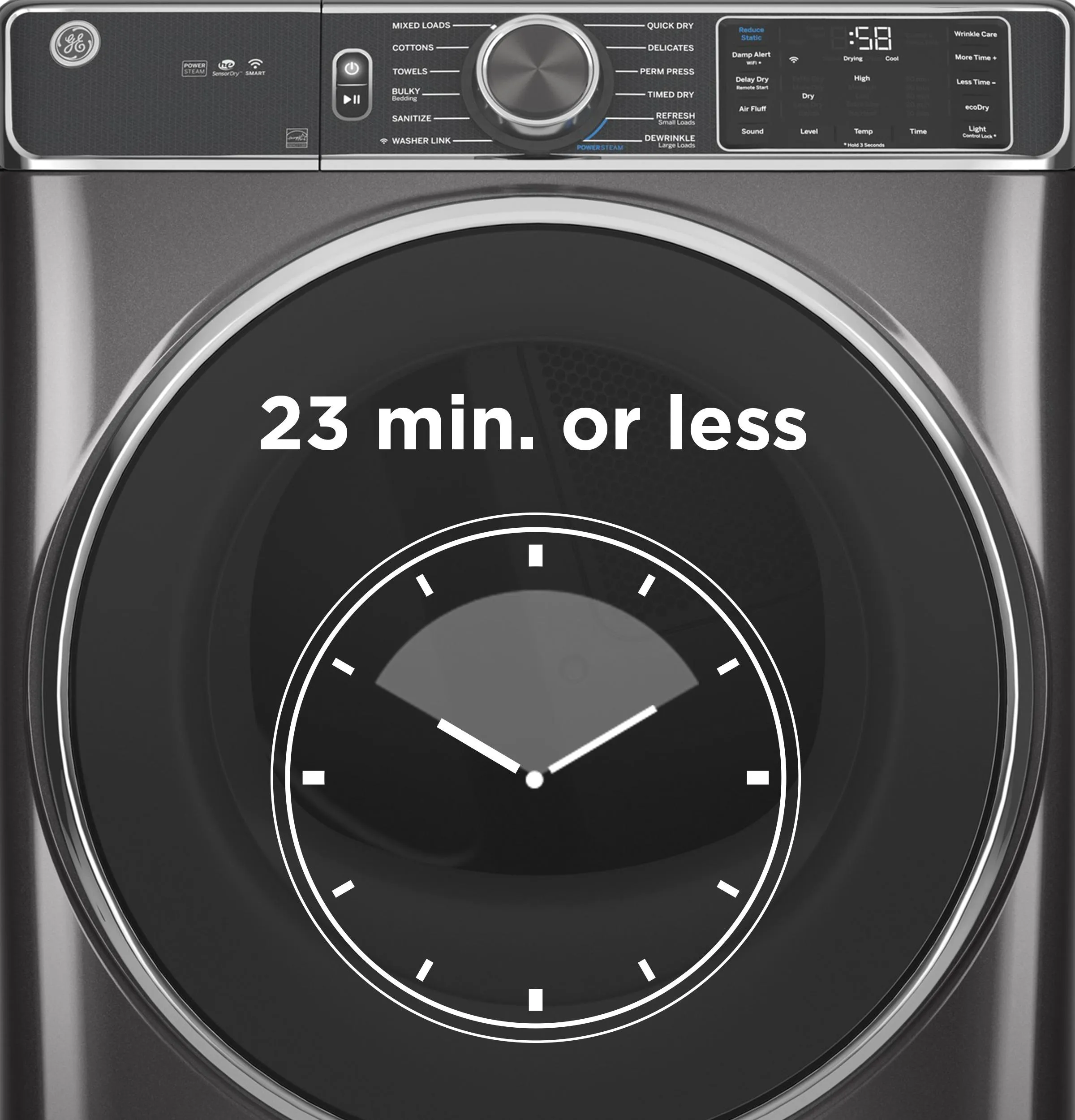 Ge Appliances GFD65ESPVDS Ge 7.8 Cu. Ft. Capacity Smart Front Load Electric Dryer With Steam And Sanitize Cycle