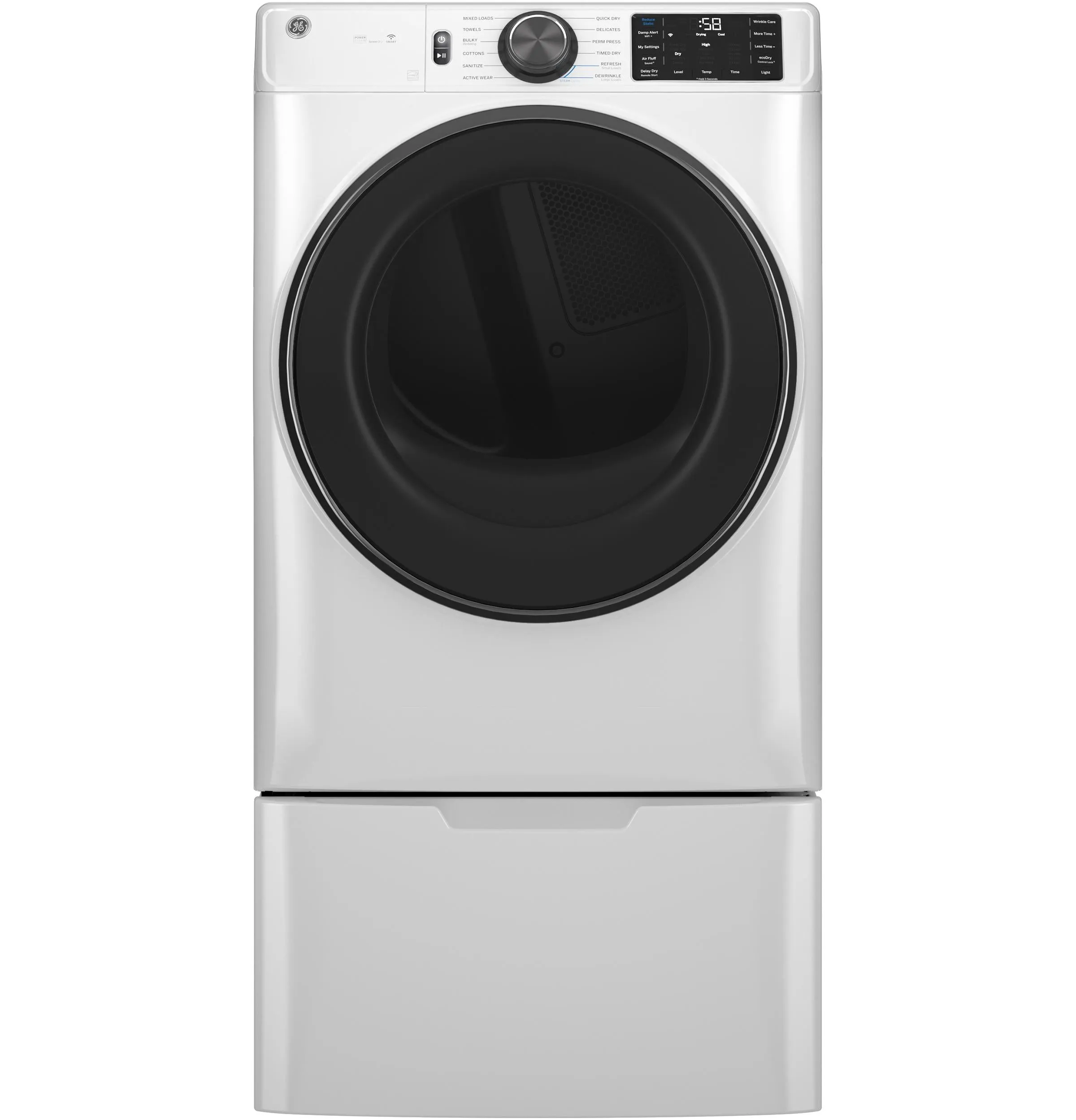 Ge Appliances GFD65ESSVWW Ge 7.8 Cu. Ft. Capacity Smart Front Load Electric Dryer With Steam And Sanitize Cycle