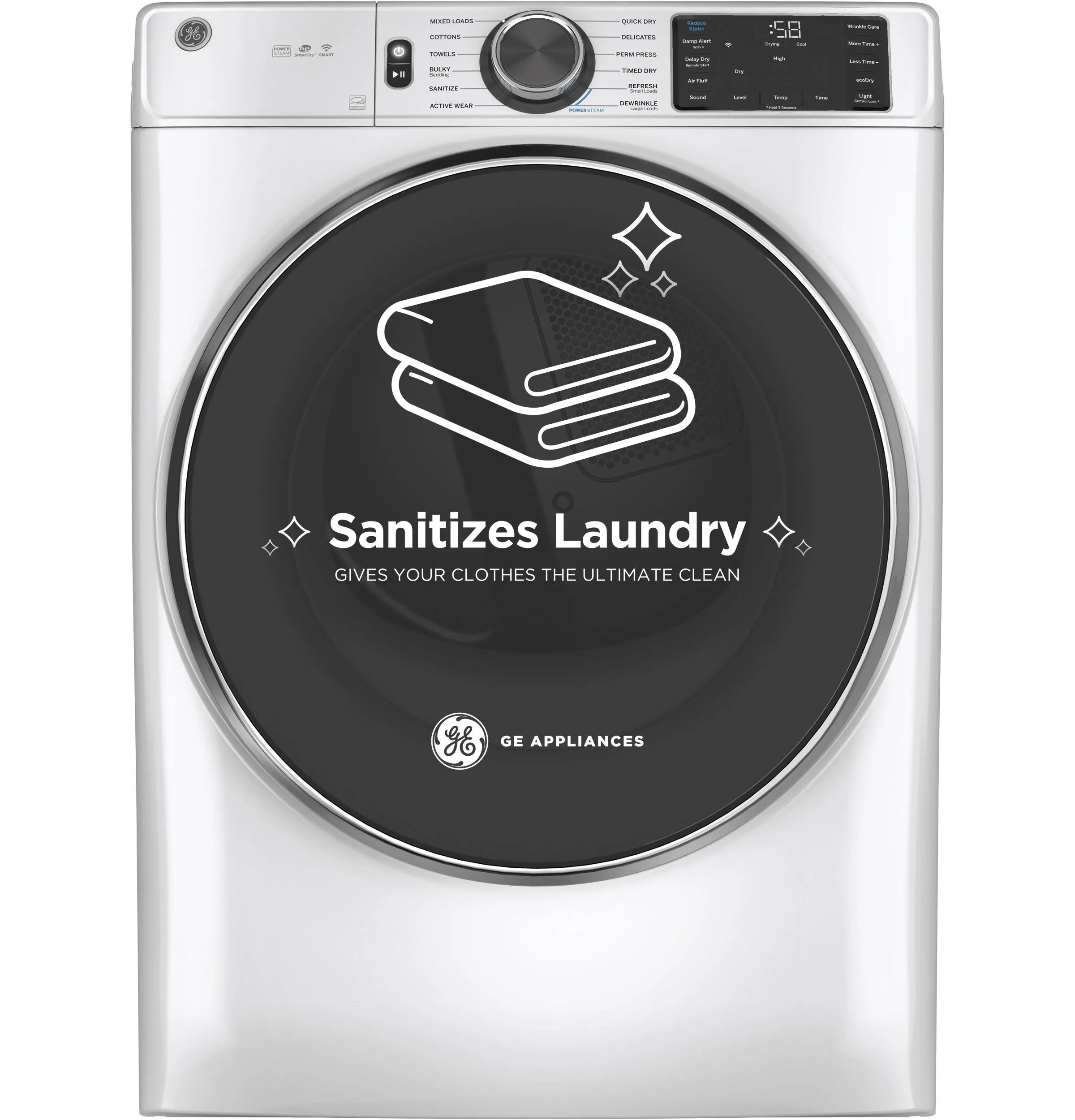 Ge Appliances GFD65ESSVWW Ge 7.8 Cu. Ft. Capacity Smart Front Load Electric Dryer With Steam And Sanitize Cycle