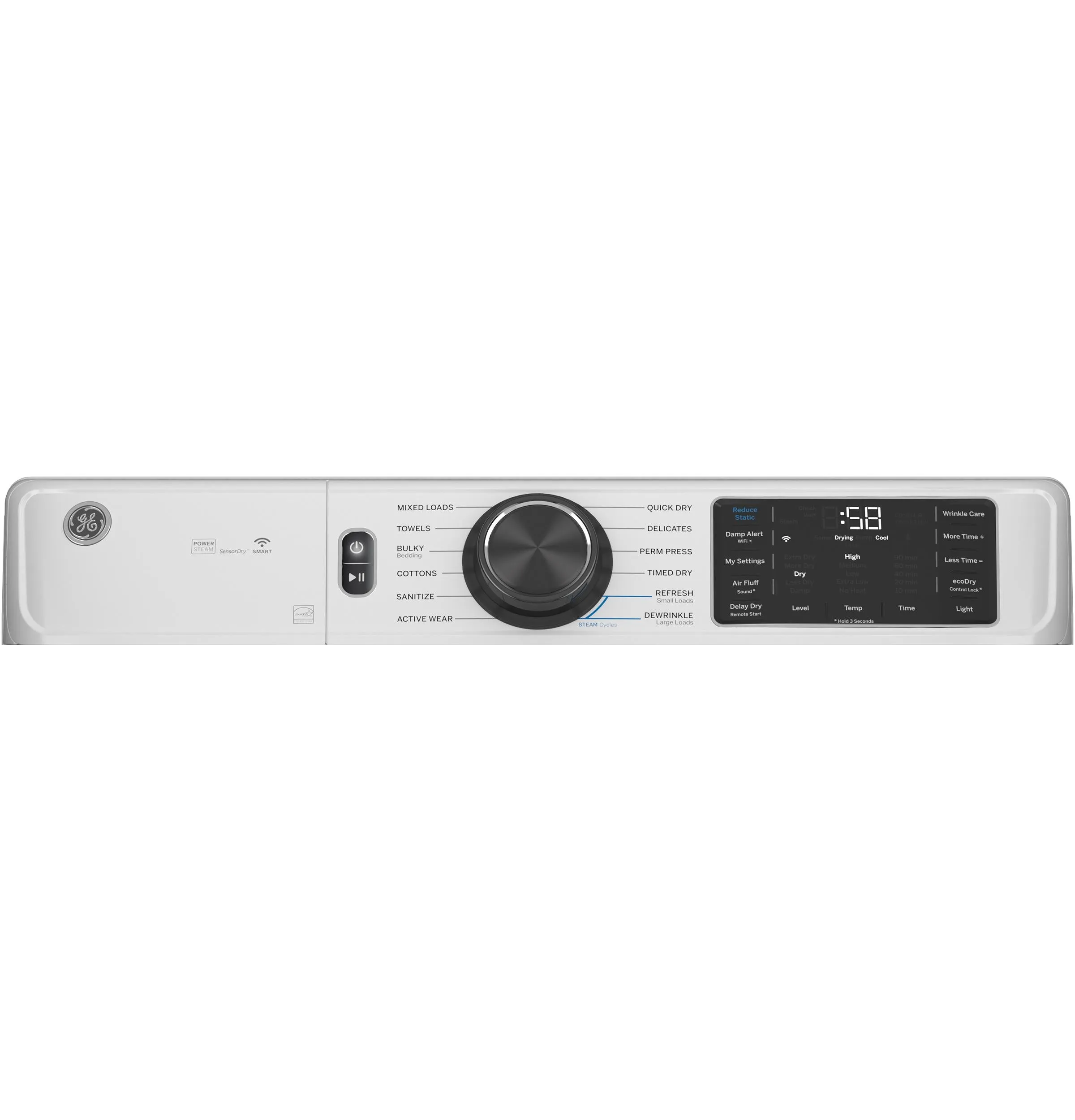 Ge Appliances GFD65ESSVWW Ge 7.8 Cu. Ft. Capacity Smart Front Load Electric Dryer With Steam And Sanitize Cycle