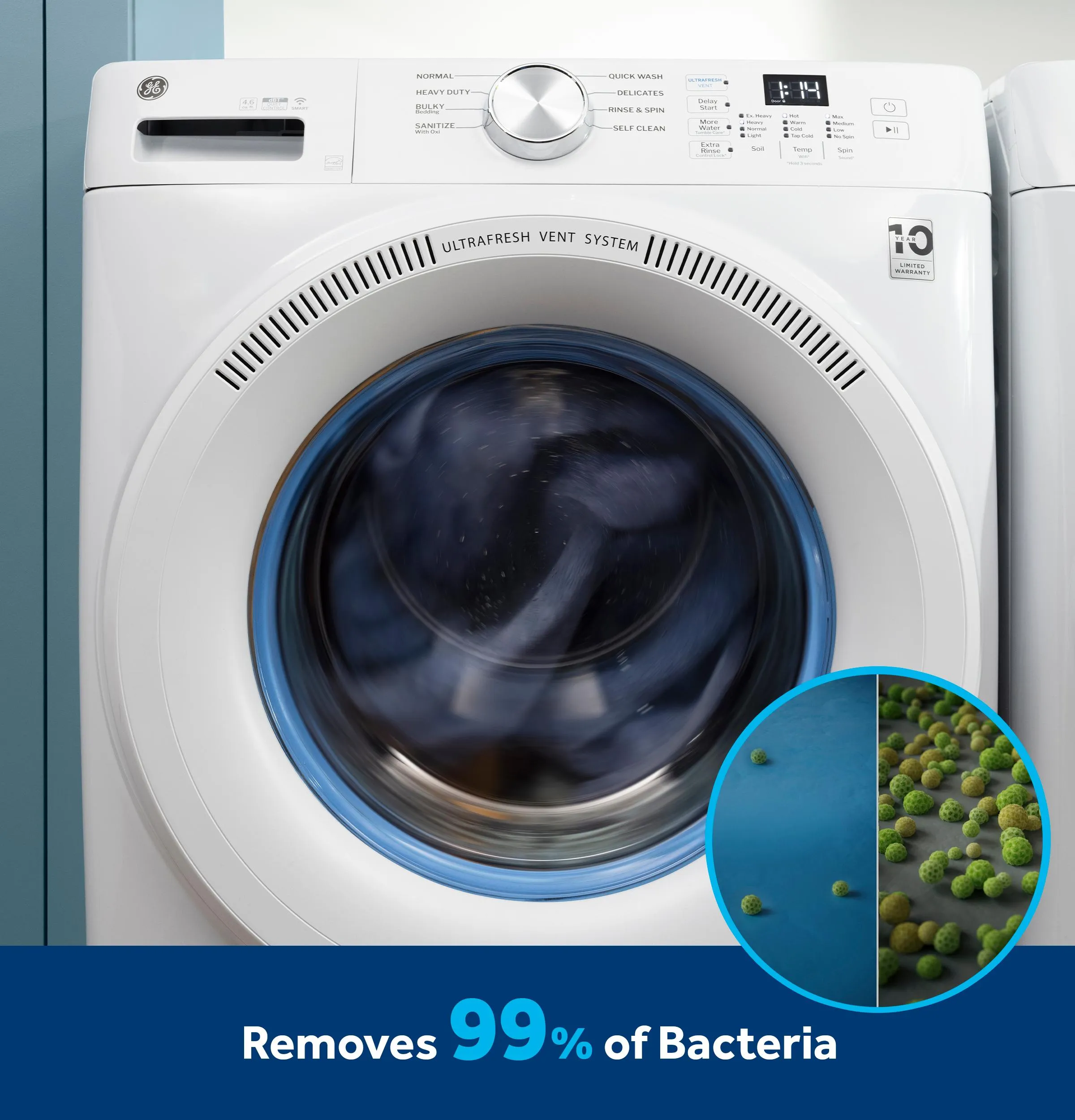 Ge Appliances GFW350SSYWW Ge Energy Star 4.6 Cu. Ft. Capacity Smart Front Load Washer With Ultrafresh Vent System With Odorblock&#8482;