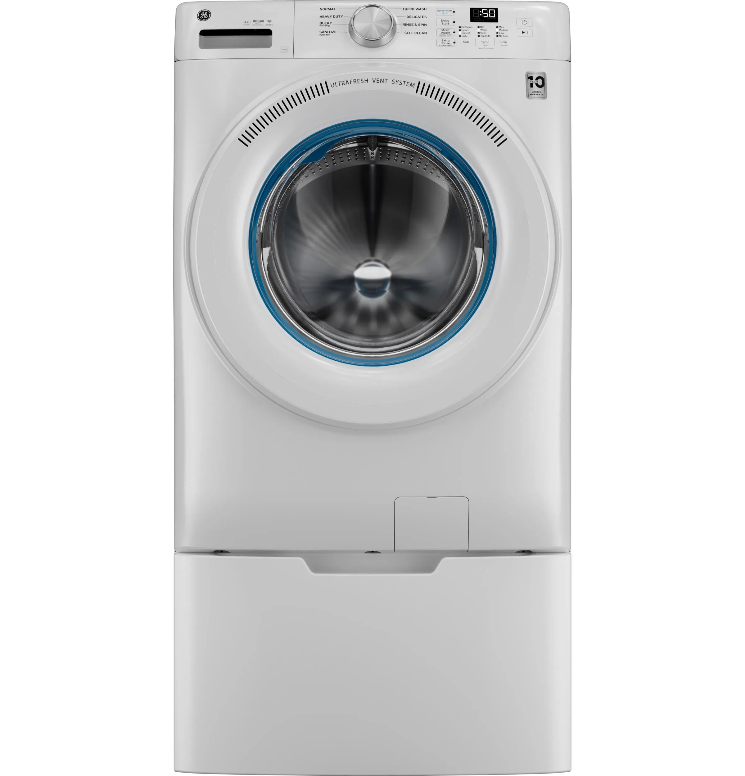 Ge Appliances GFW350SSYWW Ge Energy Star 4.6 Cu. Ft. Capacity Smart Front Load Washer With Ultrafresh Vent System With Odorblock&#8482;