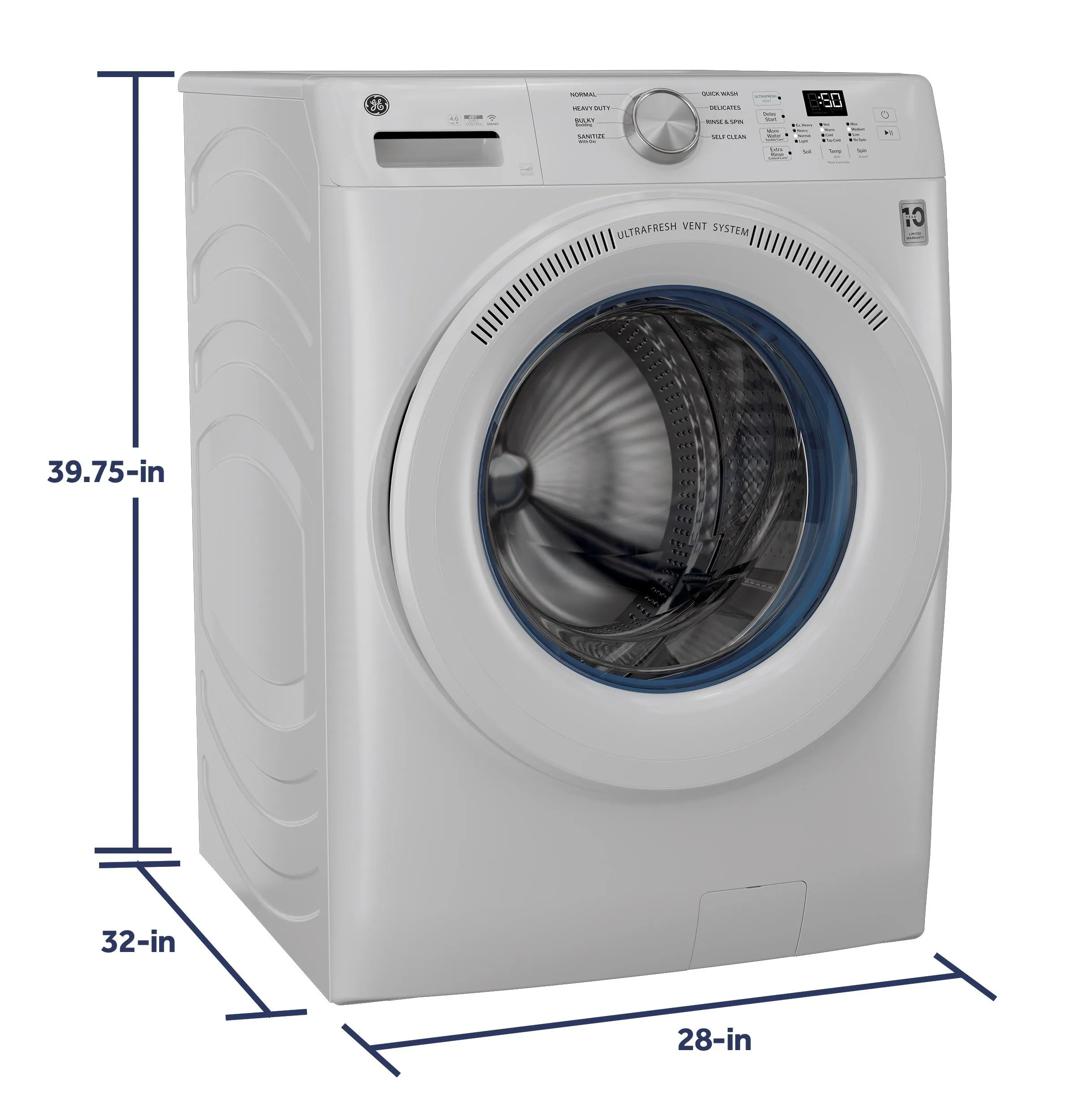 Ge Appliances GFW350SSYWW Ge Energy Star 4.6 Cu. Ft. Capacity Smart Front Load Washer With Ultrafresh Vent System With Odorblock&#8482;