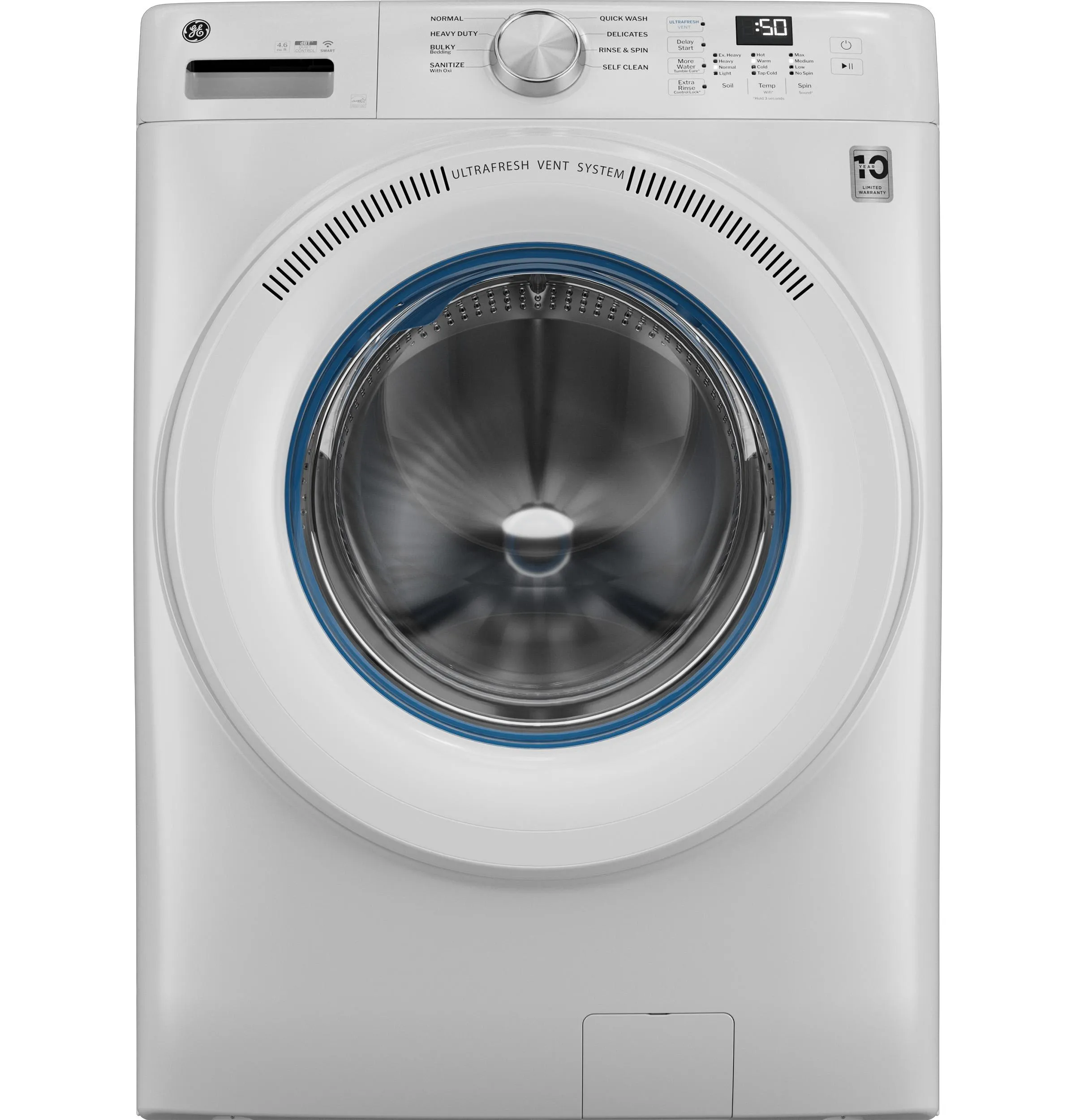 Ge Appliances GFW350SSYWW Ge Energy Star 4.6 Cu. Ft. Capacity Smart Front Load Washer With Ultrafresh Vent System With Odorblock&#8482;
