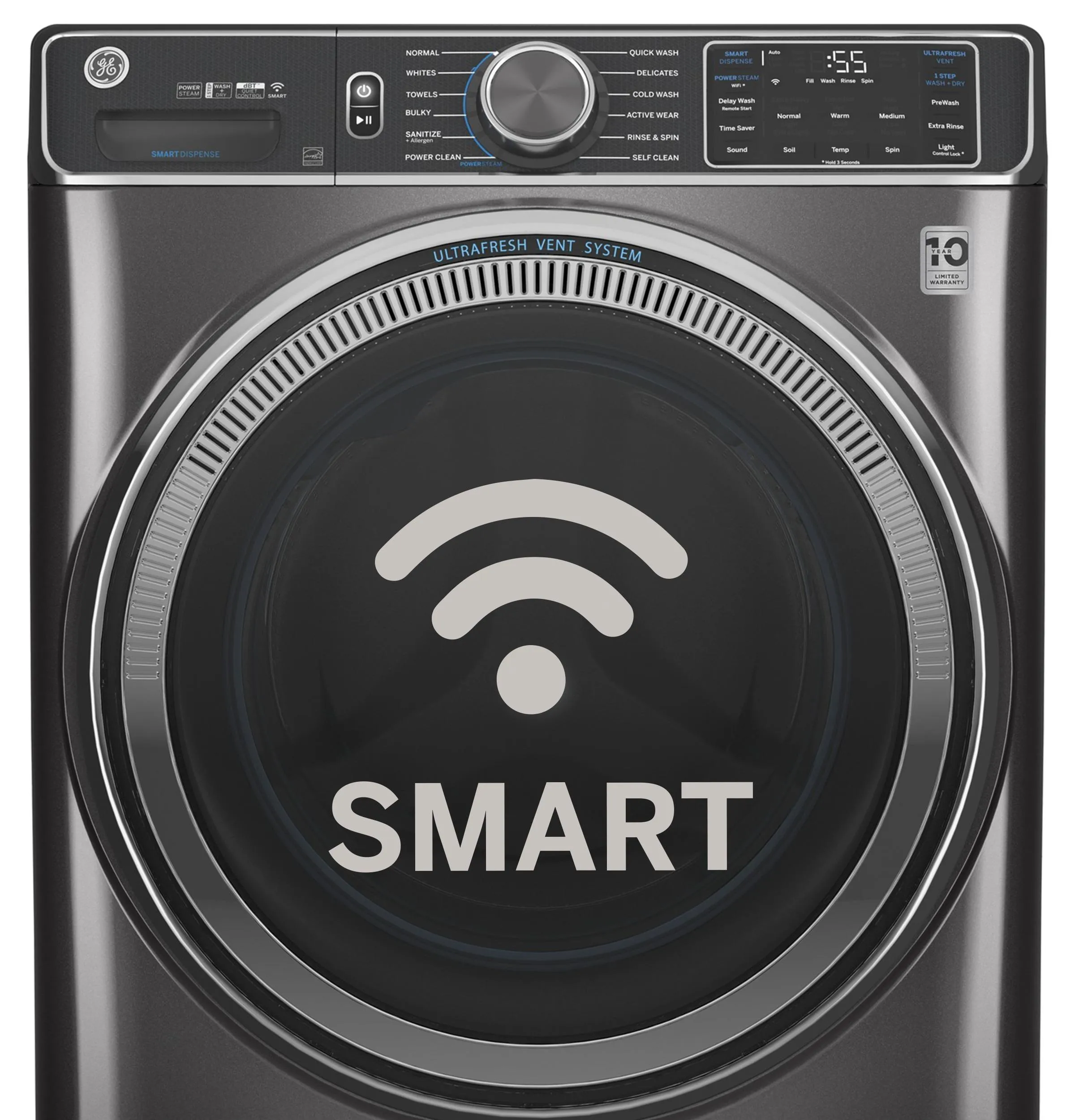 Ge Appliances GFW655SSVWW Ge 5.0 Cu. Ft. Capacity Smart Front Load Energy Star Steam Washer With Smartdispense&#8482; Ultrafresh Vent System With Odorblock&#8482; And Sanitize   Allergen