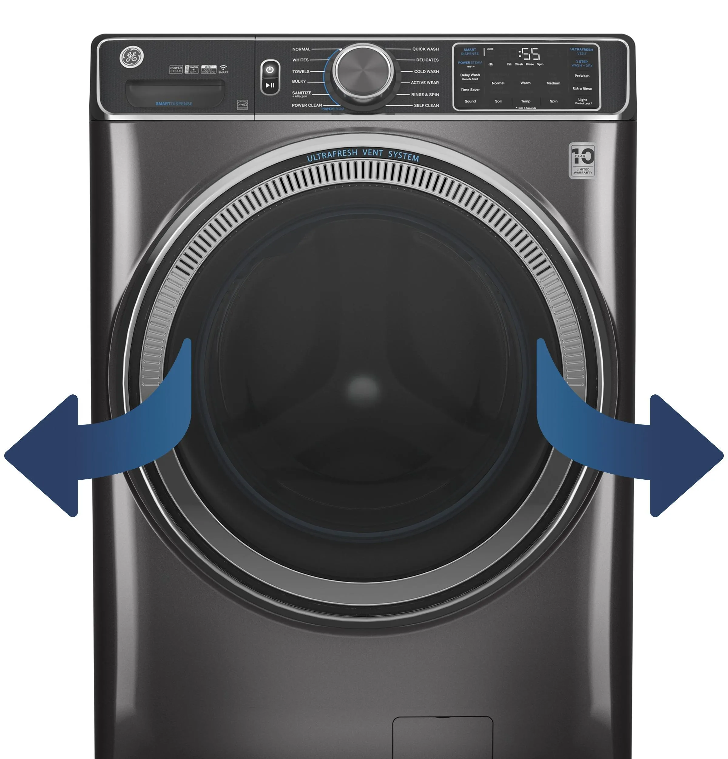 Ge Appliances GFW655SSVWW Ge 5.0 Cu. Ft. Capacity Smart Front Load Energy Star Steam Washer With Smartdispense&#8482; Ultrafresh Vent System With Odorblock&#8482; And Sanitize   Allergen