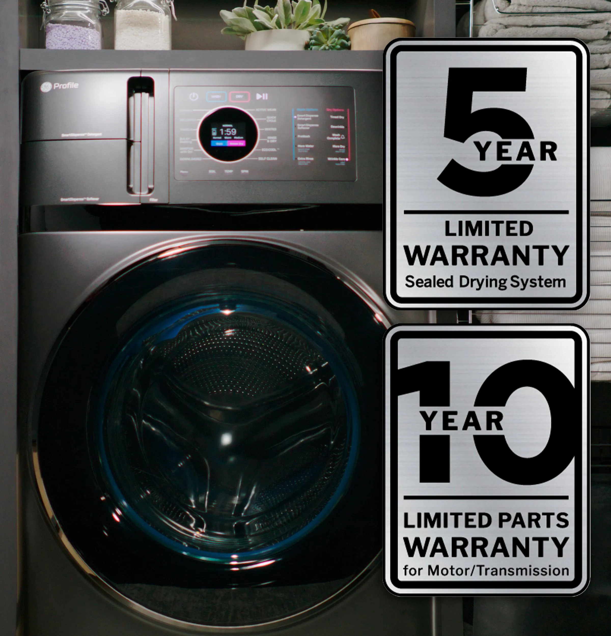 Ge Appliances PFQ83HSSWWW Ge Profile&#8482; Energy Star 4.6 Cu. Ft. Capacity Ultrafast Combo With Ventless Inverter Heat Pump Technology Washer/Dryer