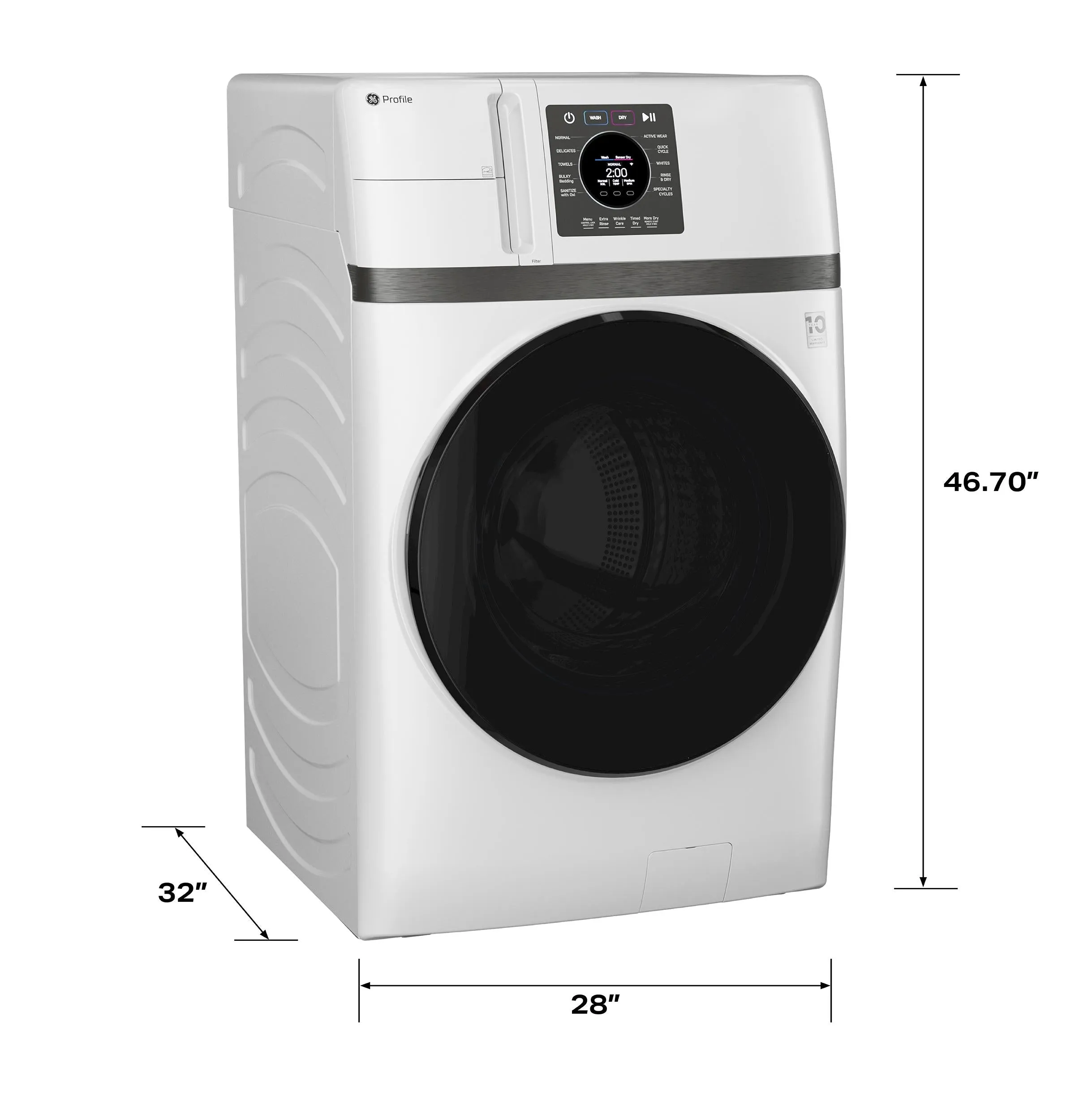 Ge Appliances PFQ83HSSWWW Ge Profile&#8482; Energy Star 4.6 Cu. Ft. Capacity Ultrafast Combo With Ventless Inverter Heat Pump Technology Washer/Dryer