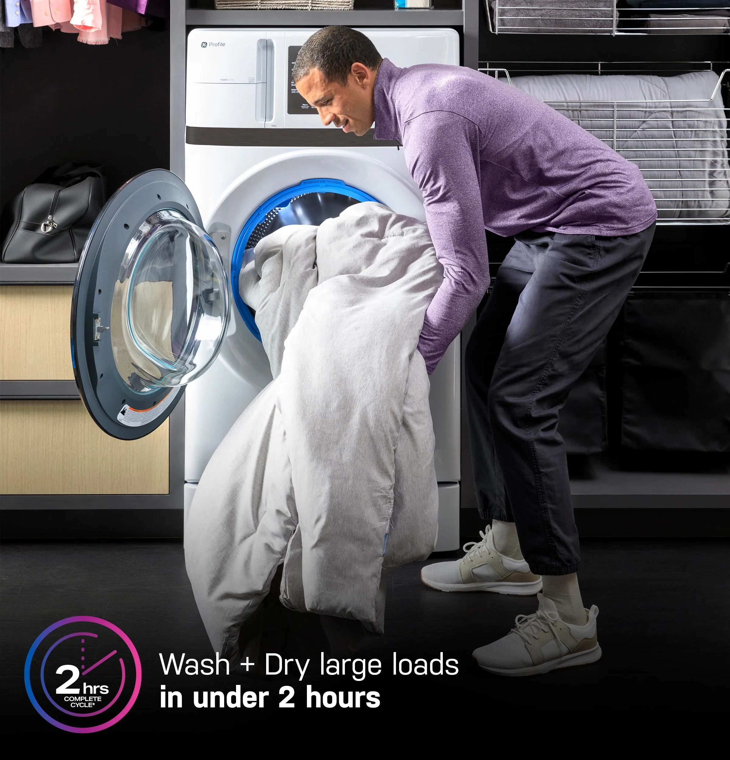Ge Appliances PFQ83HSSWWW Ge Profile&#8482; Energy Star 4.6 Cu. Ft. Capacity Ultrafast Combo With Ventless Inverter Heat Pump Technology Washer/Dryer