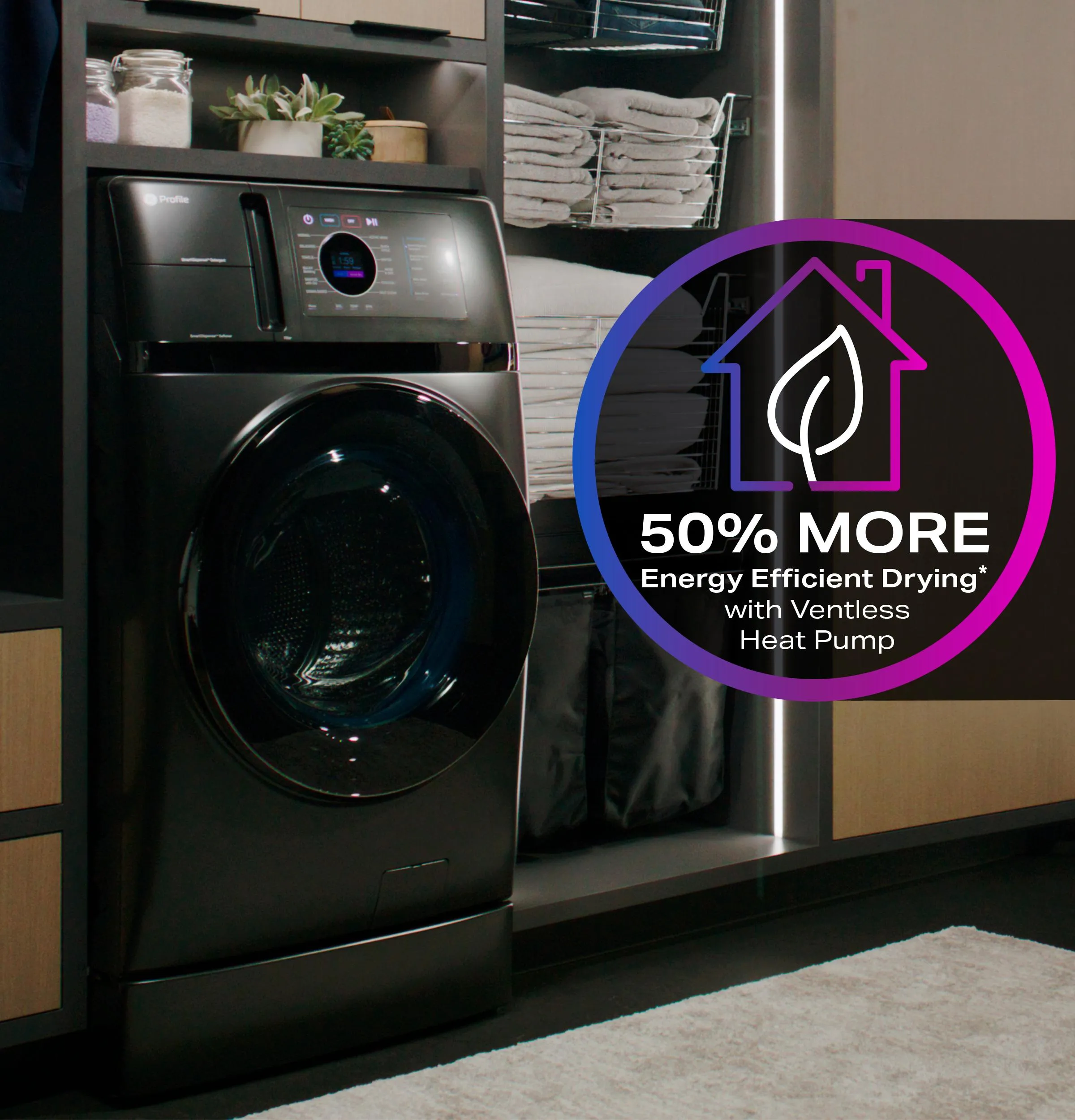 Ge Appliances PFQ97HSPVDS Ge Profile&#8482; 4.8 Cu. Ft. Capacity Ultrafast Combo With Ventless Heat Pump Technology Washer/Dryer