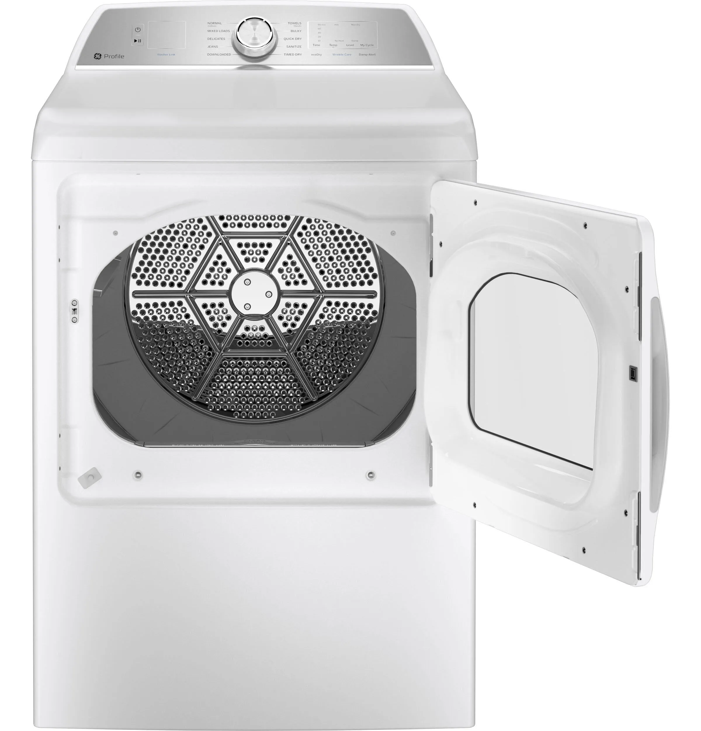 Ge Appliances PTD60EBSRWS Ge Profile&#8482; 7.4 Cu. Ft. Capacity Aluminized Alloy Drum Electric Dryer With Sanitize Cycle And Sensor Dry