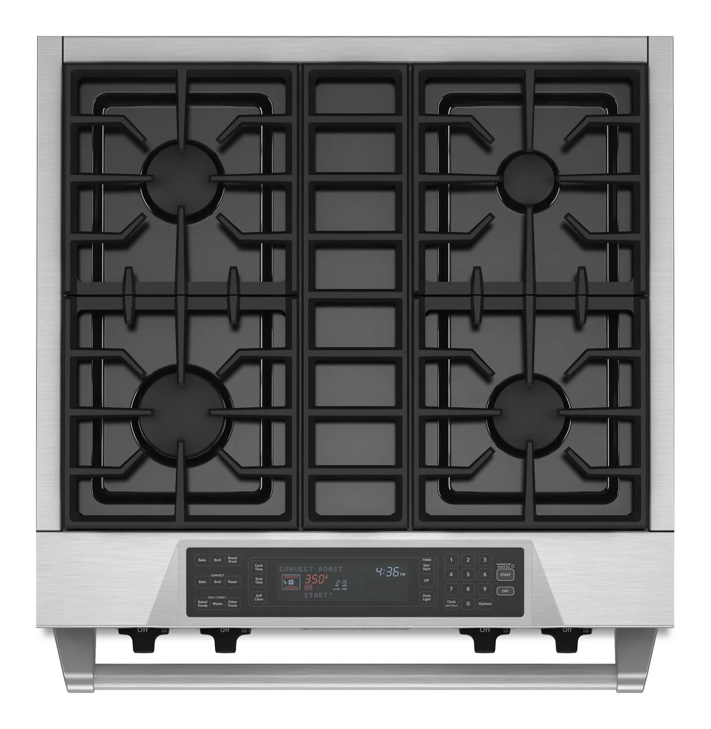 Kitchenaid KDRS407VSS 30'' 4-Burner Dual Fuel Freestanding Range. Commercial-Style Stainless Steel