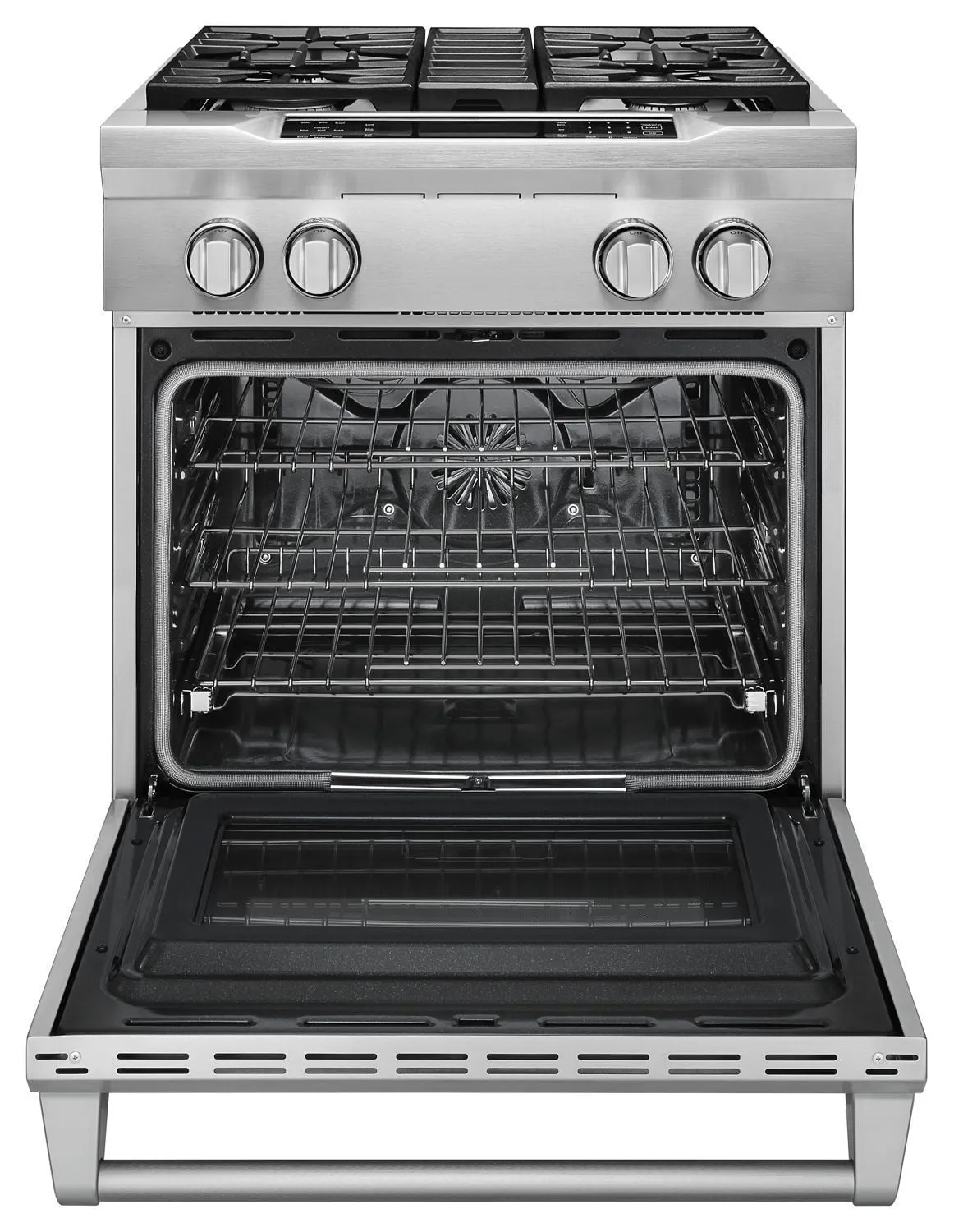 Kitchenaid KDRS407VSS 30'' 4-Burner Dual Fuel Freestanding Range. Commercial-Style Stainless Steel
