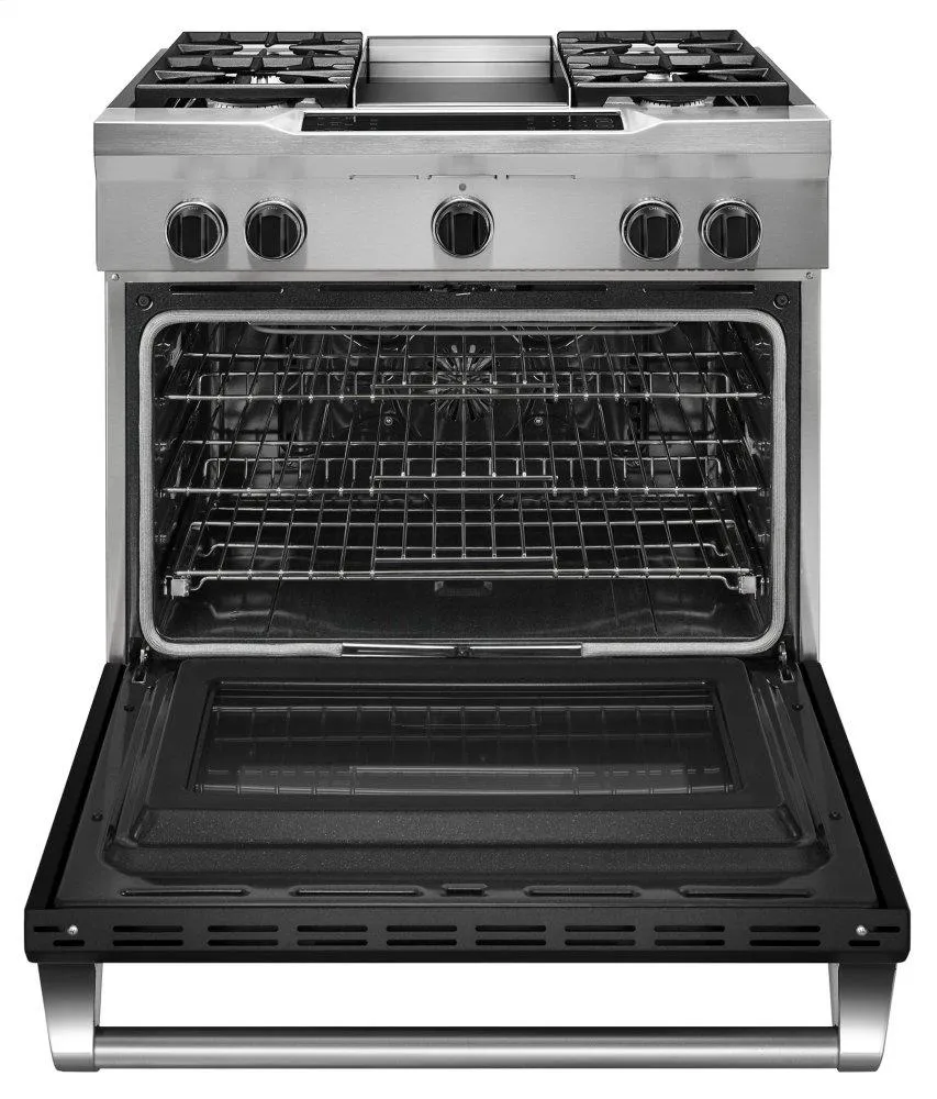 Kitchenaid KDRS463VBK 36'' 4-Burner With Griddle. Dual Fuel Freestanding Range. Commercial-Style - Imperial Black