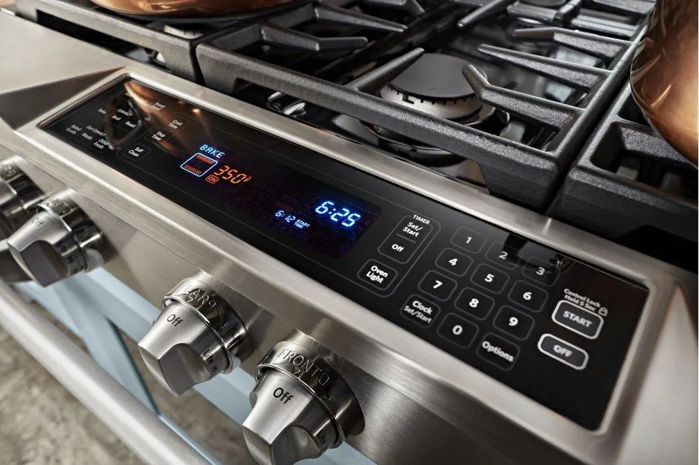 Kitchenaid KDRS467VMB Limited Edition Kitchenaid 36'' 6-Burner Dual Fuel Freestanding Range. Commercial-Style - Misty Blue