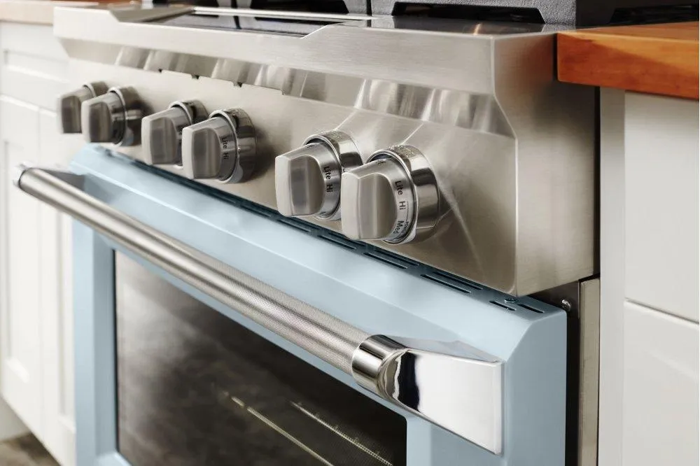 Kitchenaid KDRS467VMB Limited Edition Kitchenaid 36'' 6-Burner Dual Fuel Freestanding Range. Commercial-Style - Misty Blue