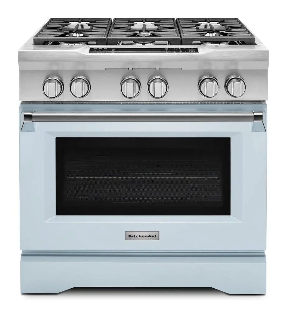 Kitchenaid KDRS467VMB Limited Edition Kitchenaid 36'' 6-Burner Dual Fuel Freestanding Range. Commercial-Style - Misty Blue
