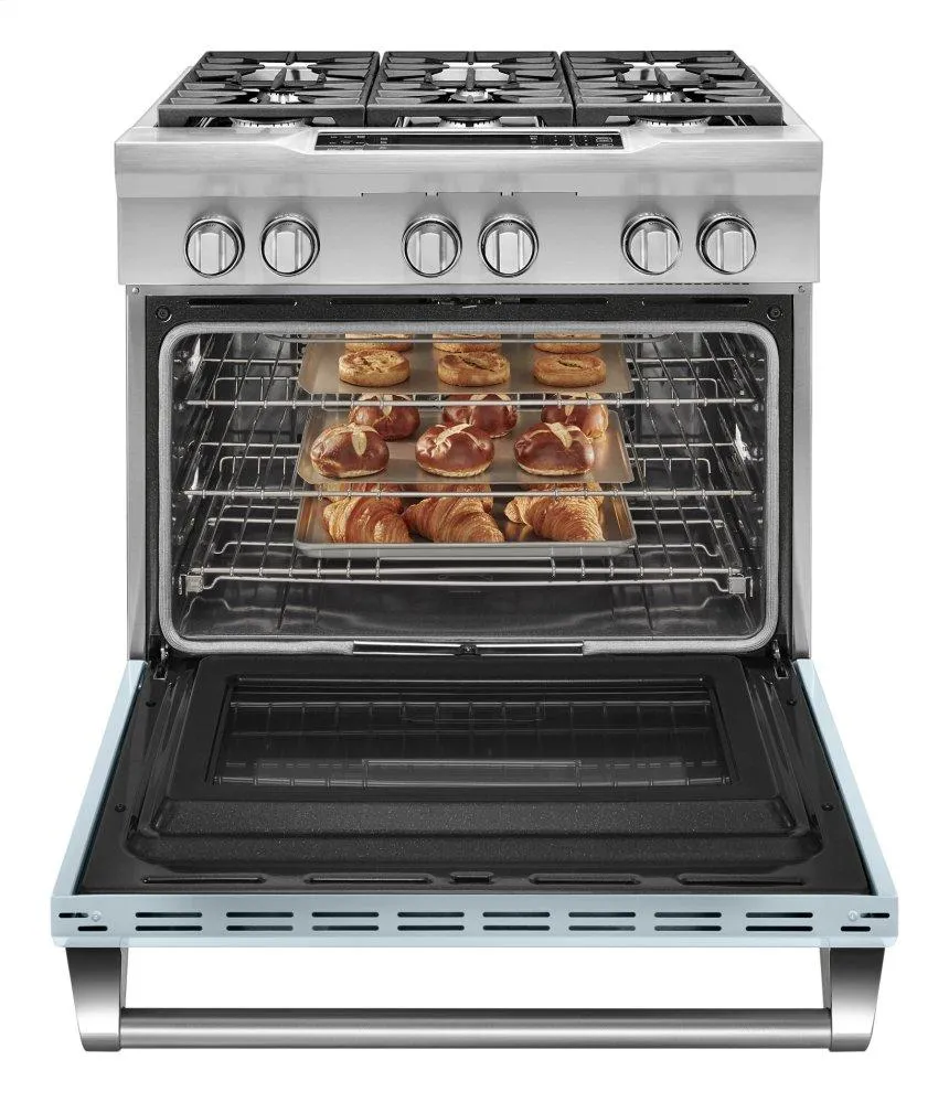 Kitchenaid KDRS467VMB Limited Edition Kitchenaid 36'' 6-Burner Dual Fuel Freestanding Range. Commercial-Style - Misty Blue