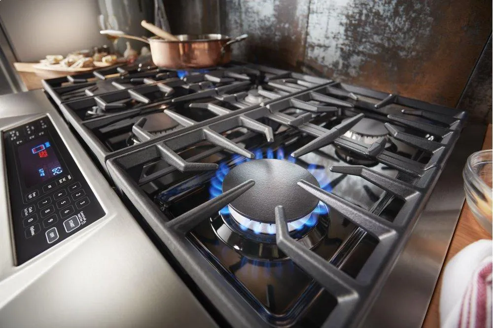 Kitchenaid KDRS467VMB Limited Edition Kitchenaid 36'' 6-Burner Dual Fuel Freestanding Range. Commercial-Style - Misty Blue
