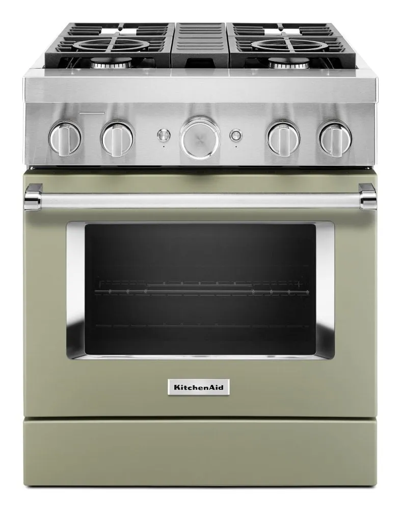 Kitchenaid KFDC500JAV Kitchenaid 30'' Smart Commercial-Style Dual Fuel Range With 4 Burners - Avocado Cream
