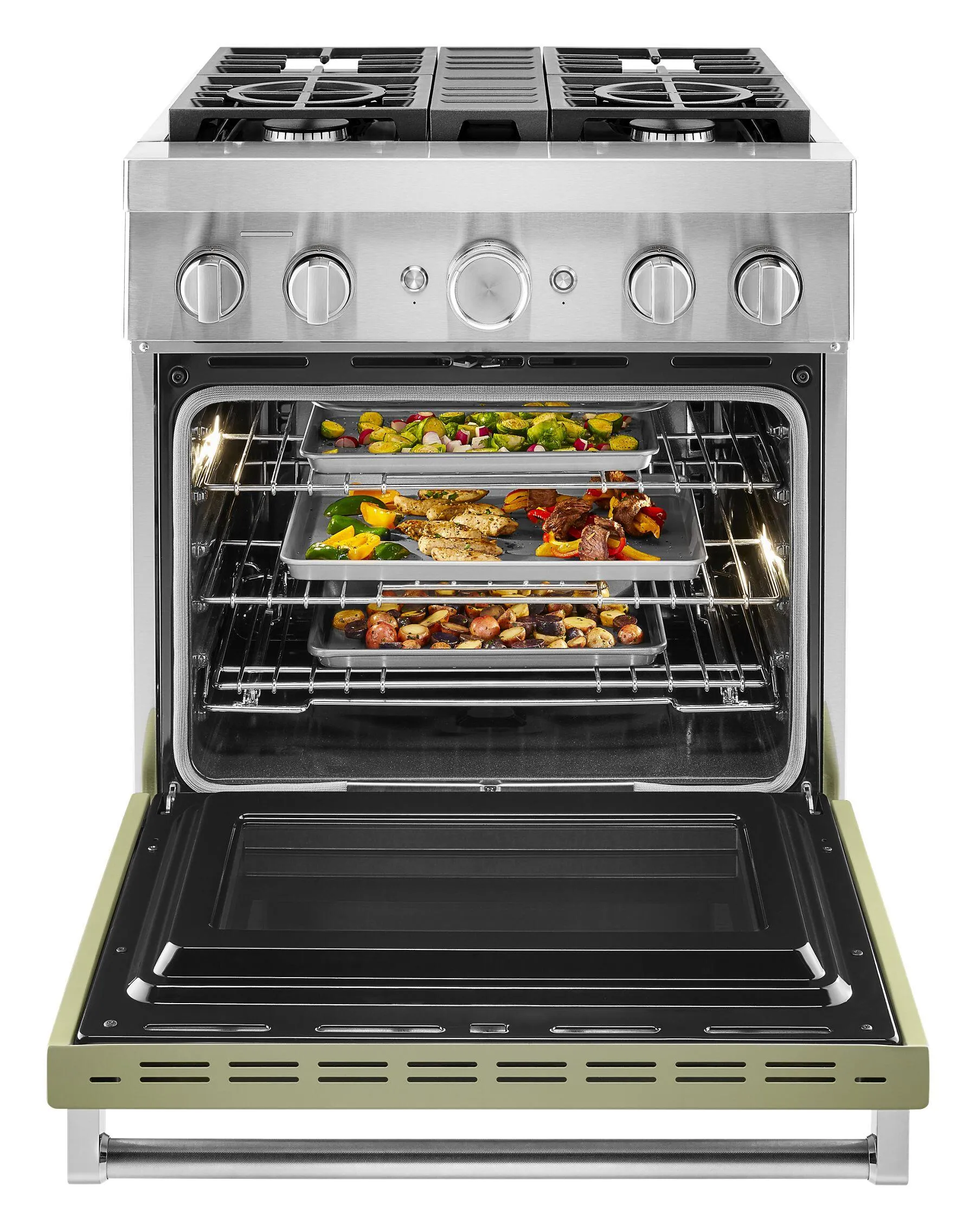 Kitchenaid KFDC500JAV Kitchenaid 30'' Smart Commercial-Style Dual Fuel Range With 4 Burners - Avocado Cream