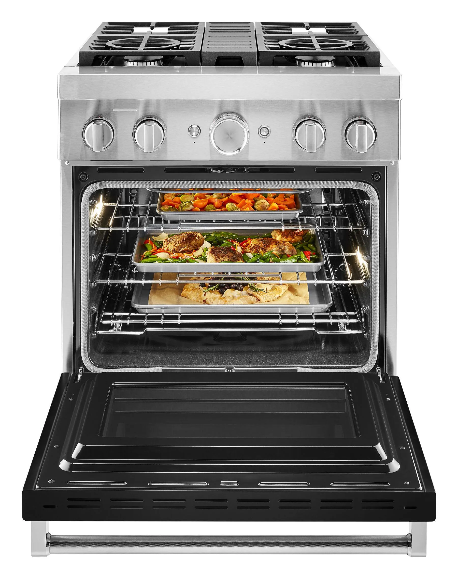 Kitchenaid KFDC500JBK Kitchenaid 30'' Smart Commercial-Style Dual Fuel Range With 4 Burners - Imperial Black