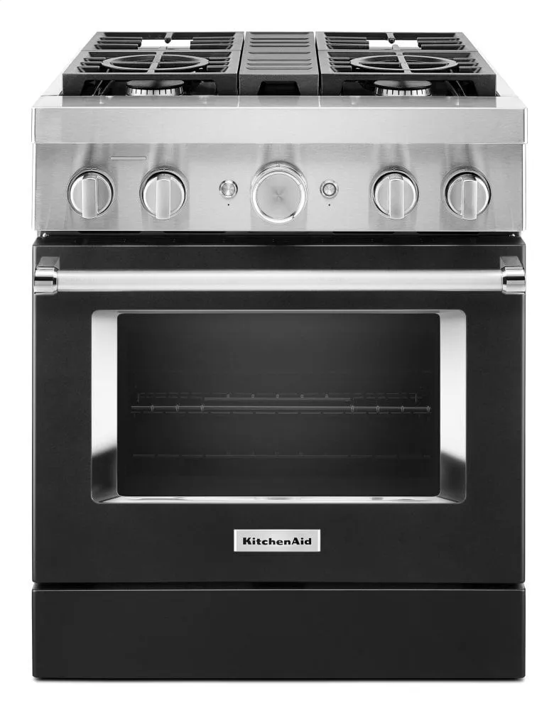 Kitchenaid KFDC500JBK Kitchenaid 30'' Smart Commercial-Style Dual Fuel Range With 4 Burners - Imperial Black