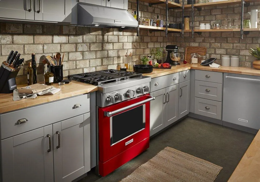 Kitchenaid KFDC500JPA Kitchenaid 30'' Smart Commercial-Style Dual Fuel Range With 4 Burners - Passion Red
