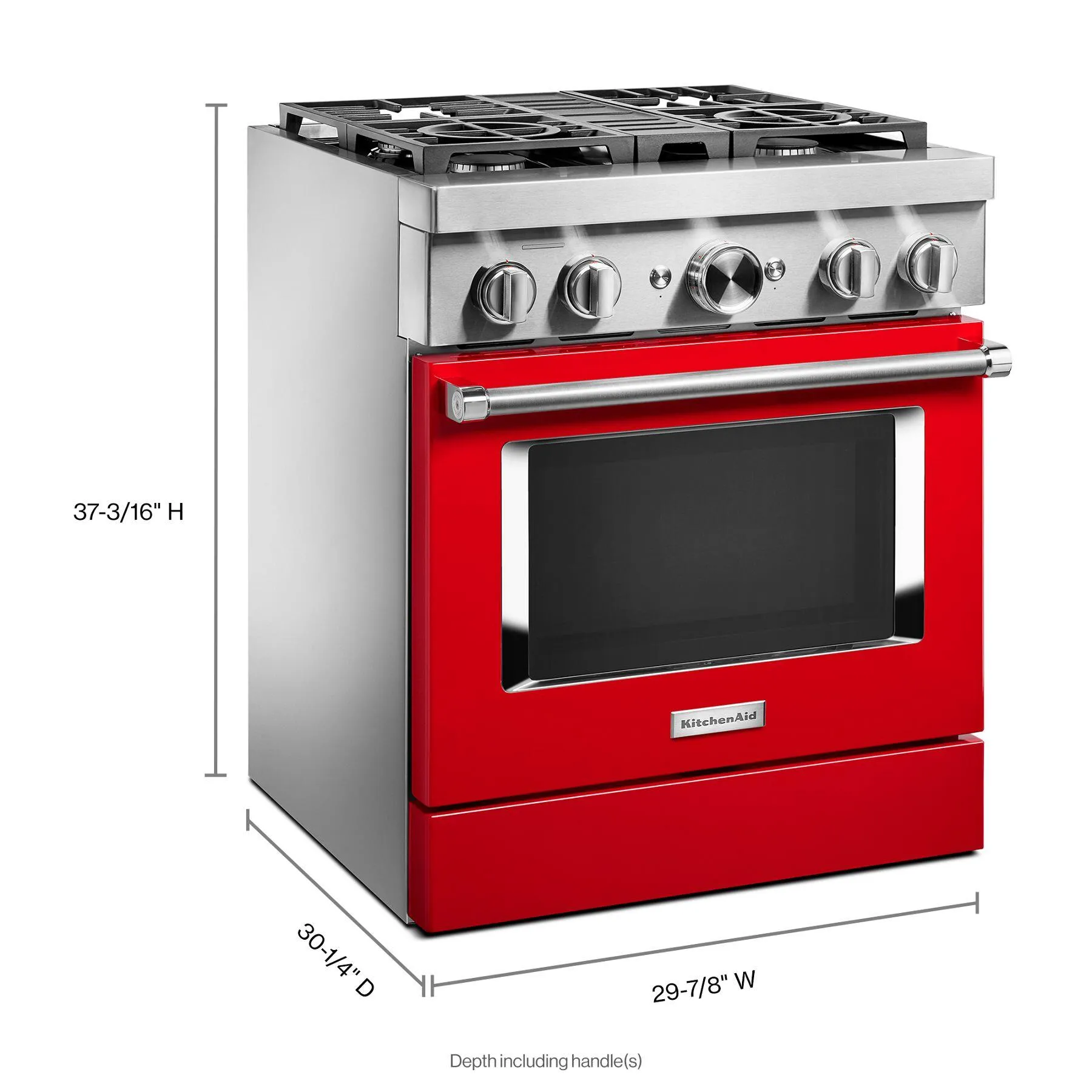 Kitchenaid KFDC500JPA Kitchenaid 30'' Smart Commercial-Style Dual Fuel Range With 4 Burners - Passion Red
