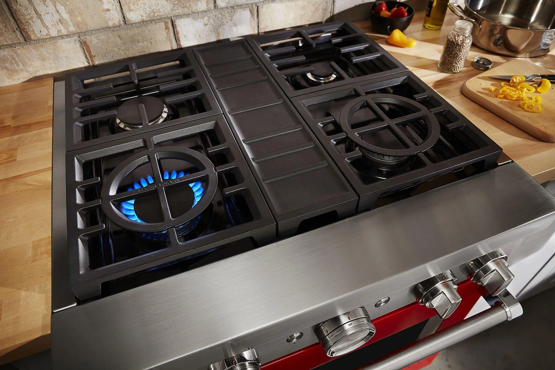 Kitchenaid KFDC500JPA Kitchenaid 30'' Smart Commercial-Style Dual Fuel Range With 4 Burners - Passion Red