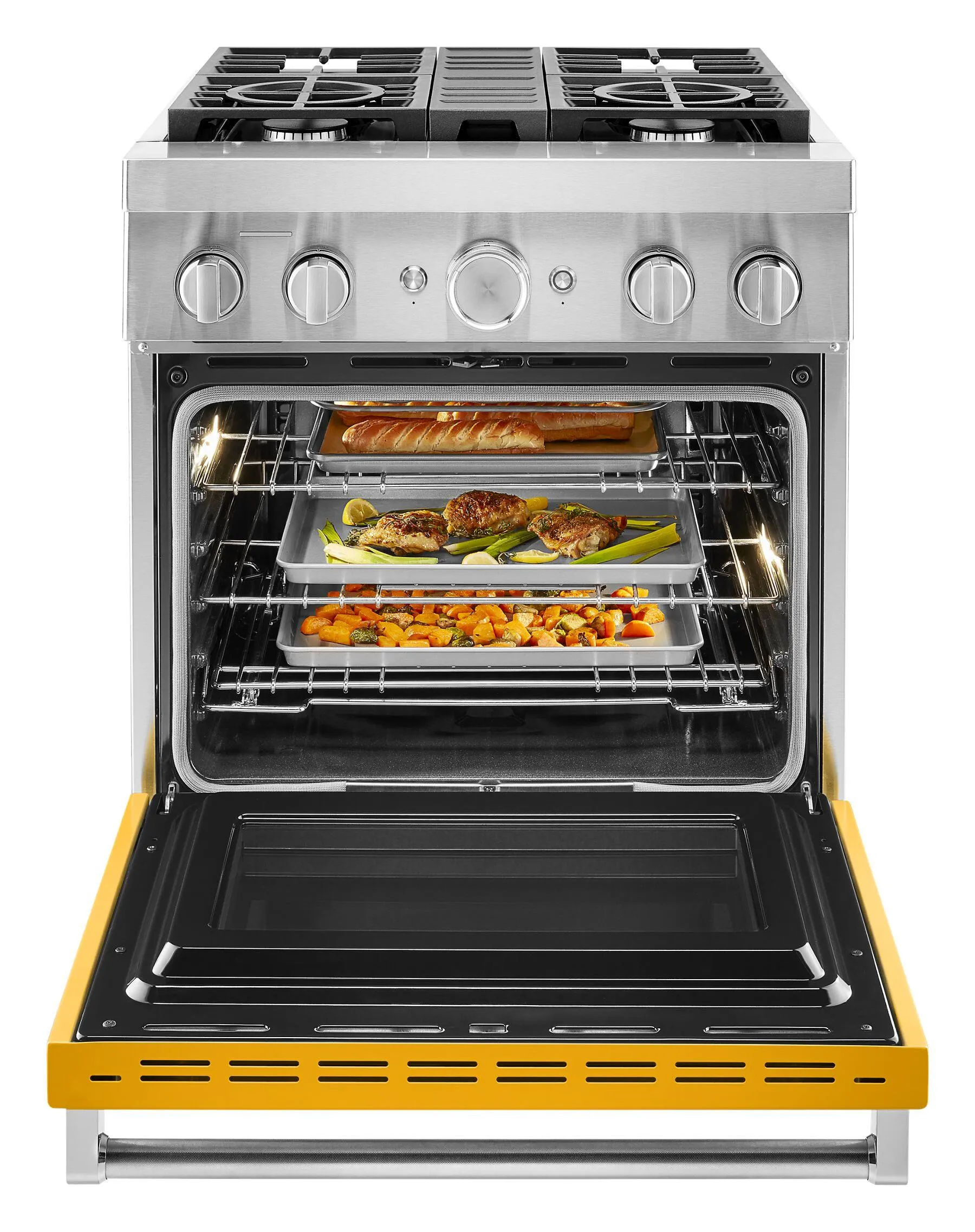Kitchenaid KFDC500JYP Kitchenaid 30'' Smart Commercial-Style Dual Fuel Range With 4 Burners - Yellow Pepper
