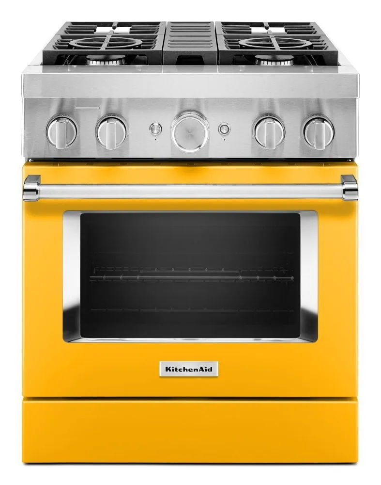 Kitchenaid KFDC500JYP Kitchenaid 30'' Smart Commercial-Style Dual Fuel Range With 4 Burners - Yellow Pepper