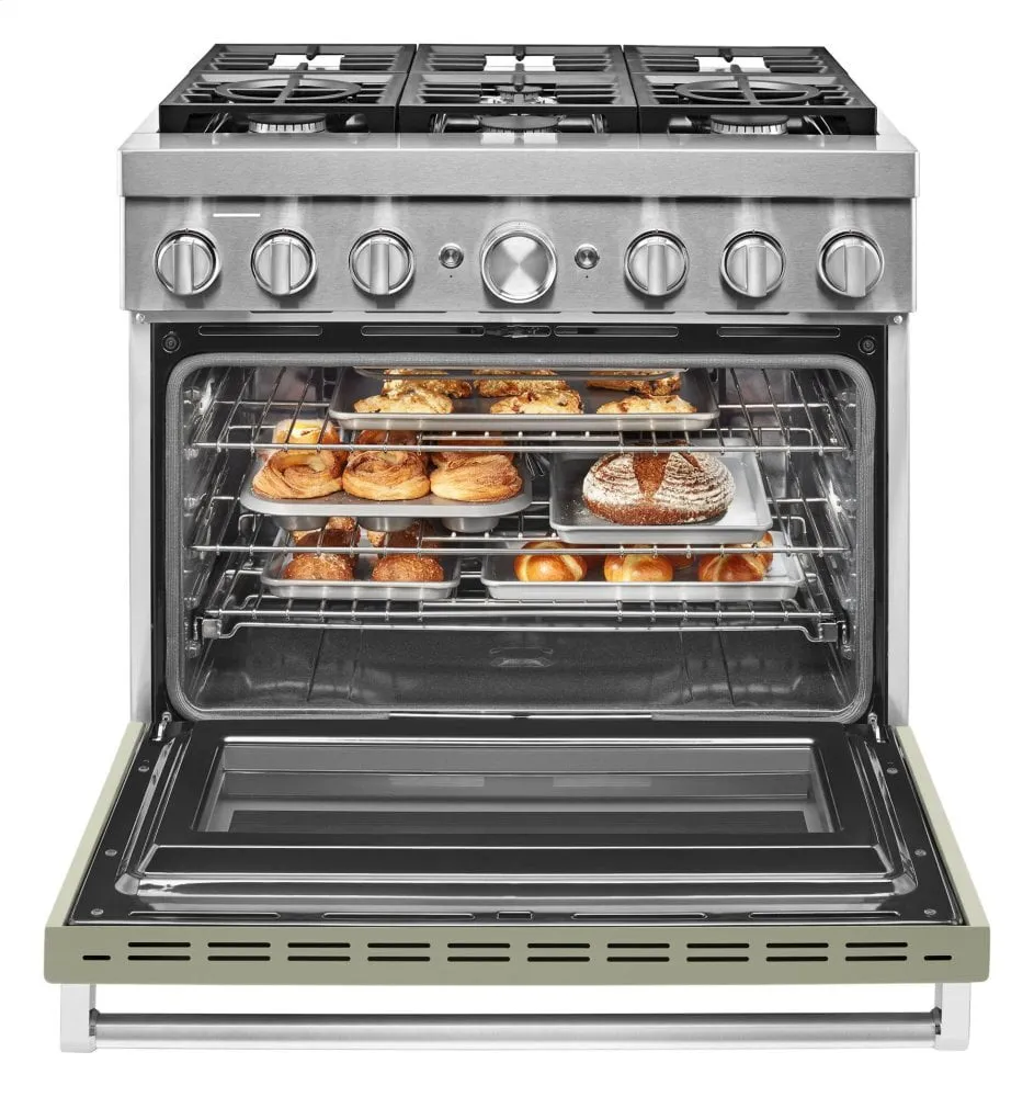 Kitchenaid KFDC506JAV Kitchenaid 36'' Smart Commercial-Style Dual Fuel Range With 6 Burners - Avocado Cream