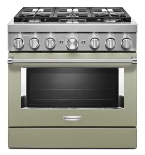 Kitchenaid KFDC506JAV Kitchenaid 36'' Smart Commercial-Style Dual Fuel Range With 6 Burners - Avocado Cream