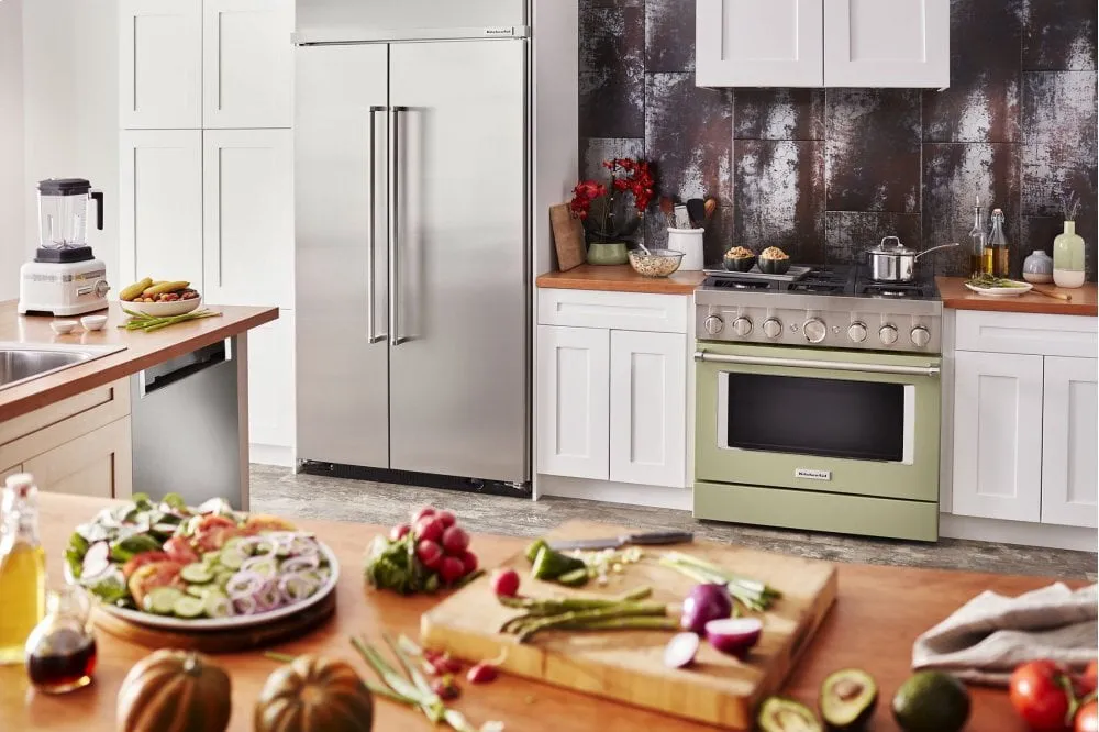 Kitchenaid KFDC506JAV Kitchenaid 36'' Smart Commercial-Style Dual Fuel Range With 6 Burners - Avocado Cream