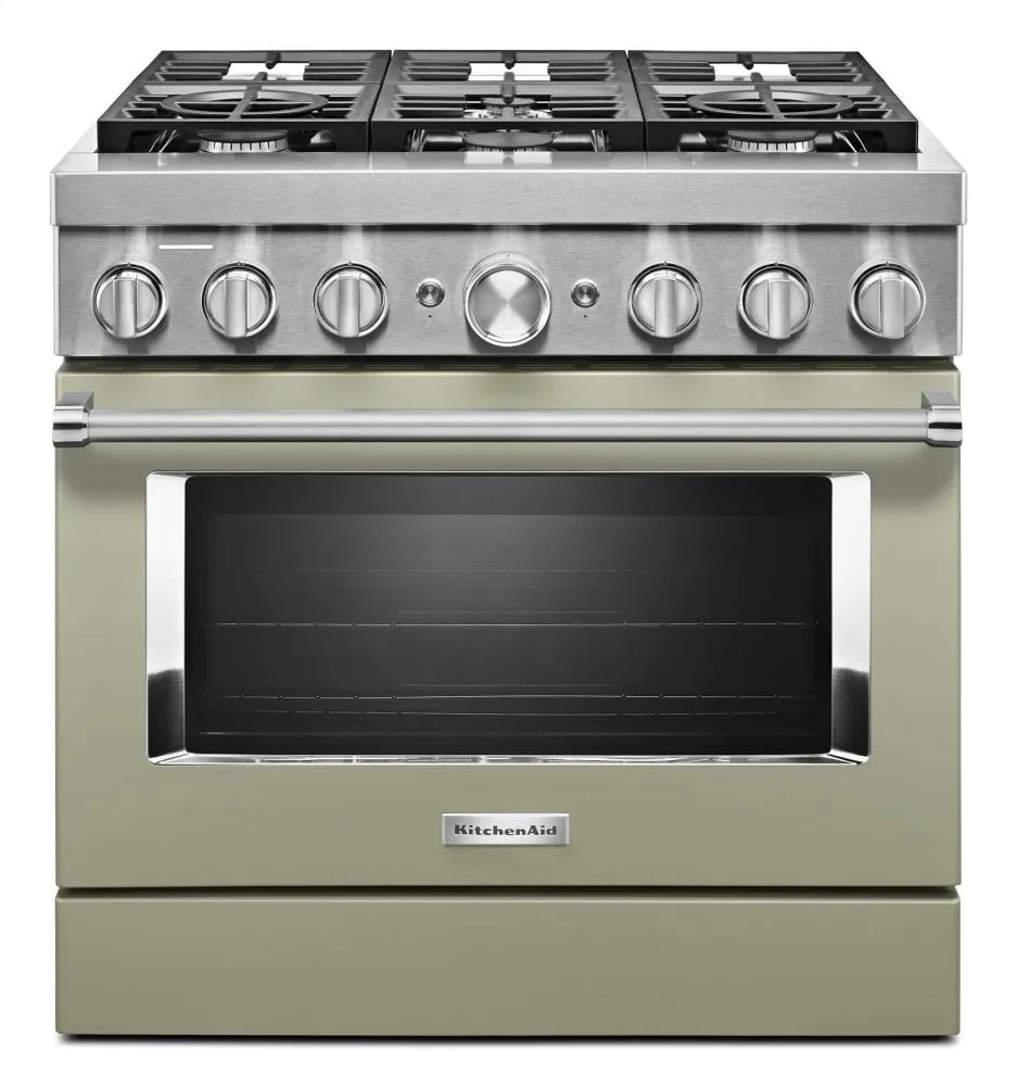 Kitchenaid KFDC506JAV Kitchenaid 36'' Smart Commercial-Style Dual Fuel Range With 6 Burners - Avocado Cream