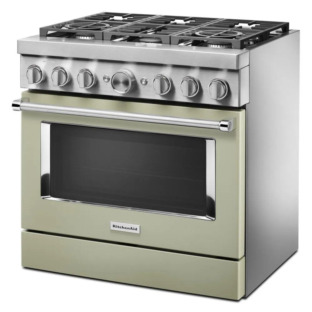 Kitchenaid KFDC506JAV Kitchenaid 36'' Smart Commercial-Style Dual Fuel Range With 6 Burners - Avocado Cream