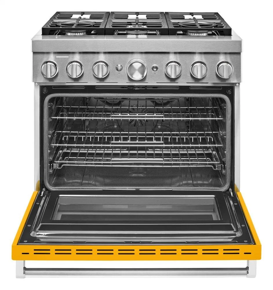 Kitchenaid KFDC506JYP Kitchenaid 36'' Smart Commercial-Style Dual Fuel Range With 6 Burners - Yellow Pepper