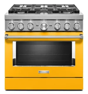 Kitchenaid KFDC506JYP Kitchenaid 36'' Smart Commercial-Style Dual Fuel Range With 6 Burners - Yellow Pepper